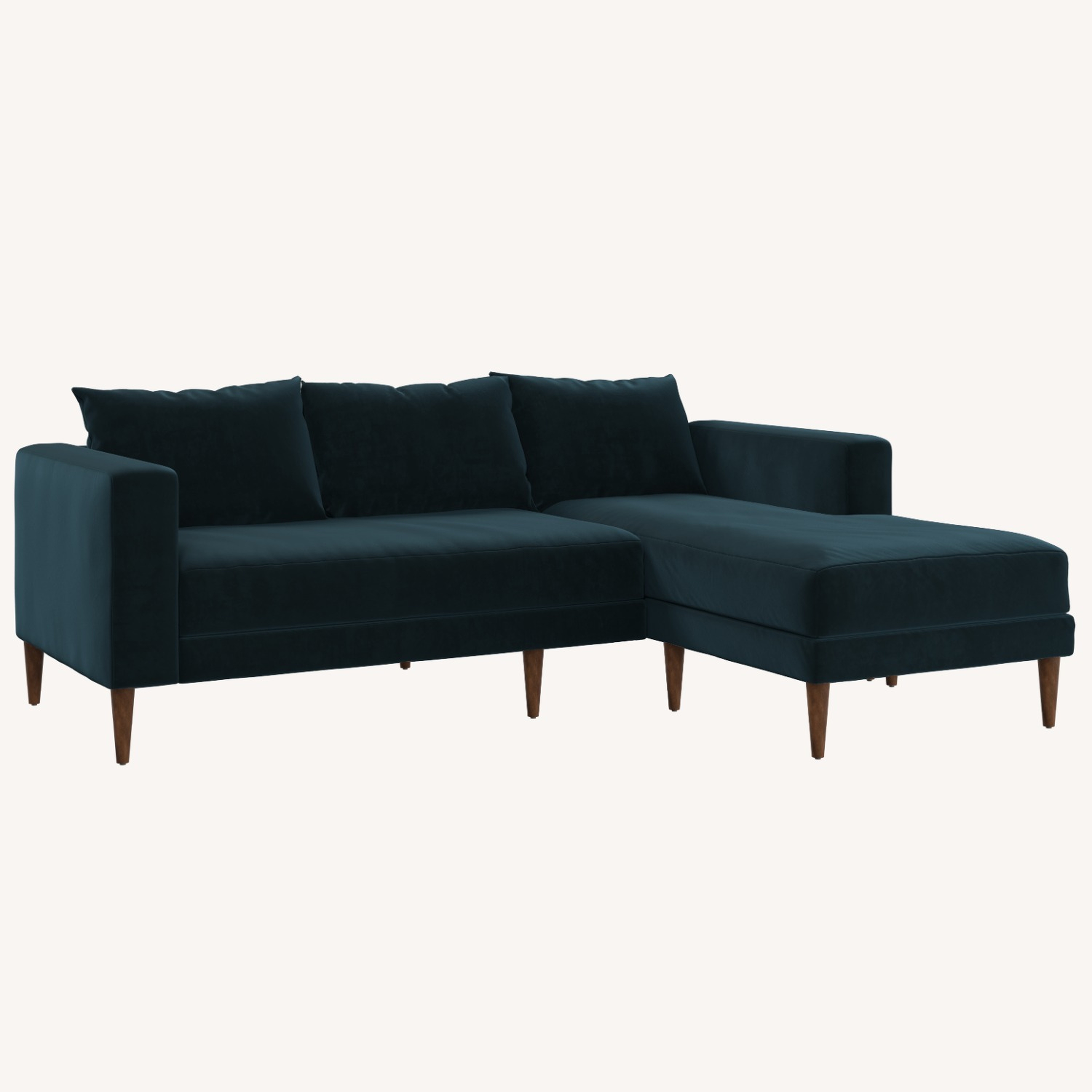 The Essential Sectional, Moss Recycled Velvet, Natural Legs - Sabai Design