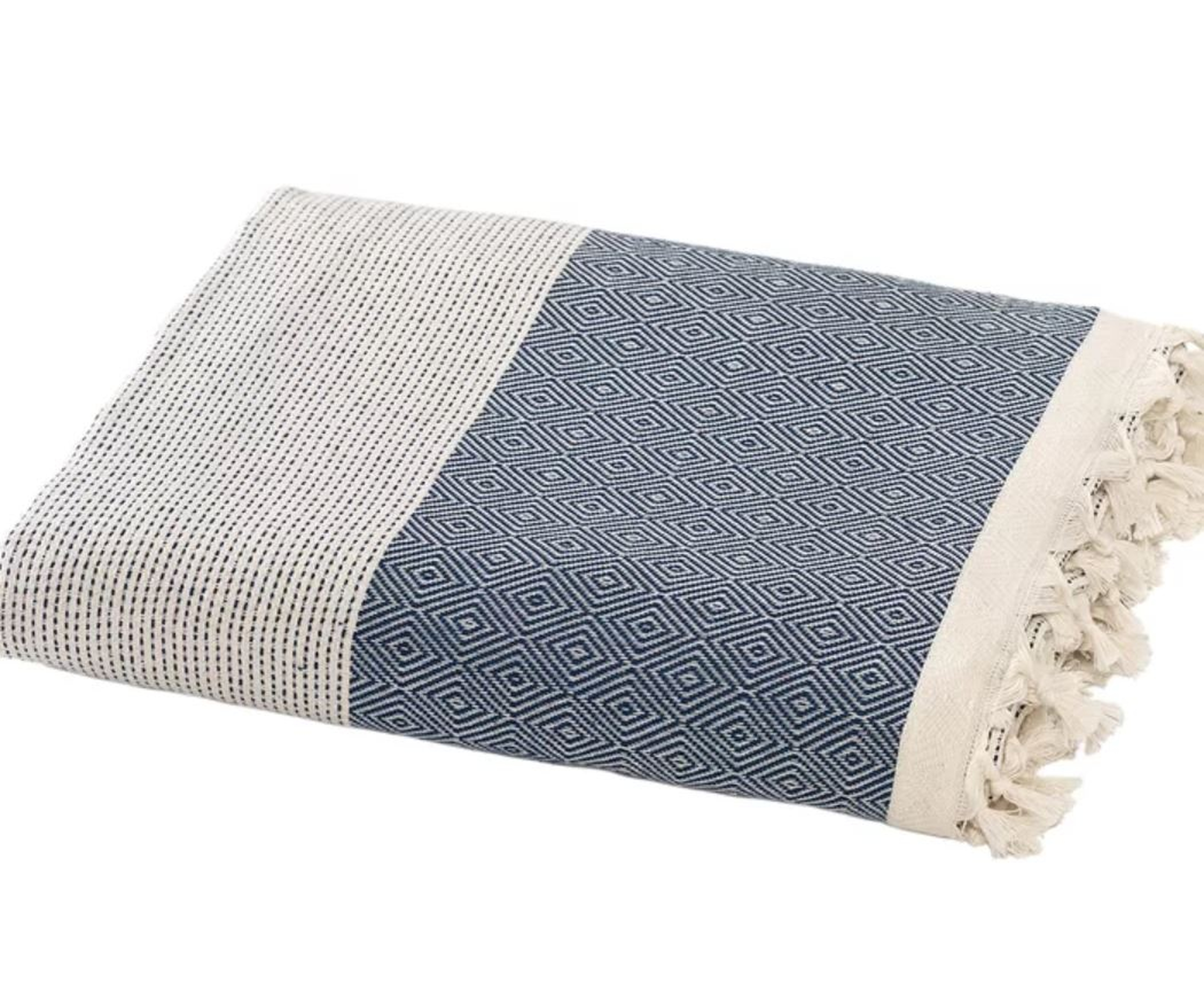 Aldo Turkish Cotton Throw Blanket -Blue - Wayfair