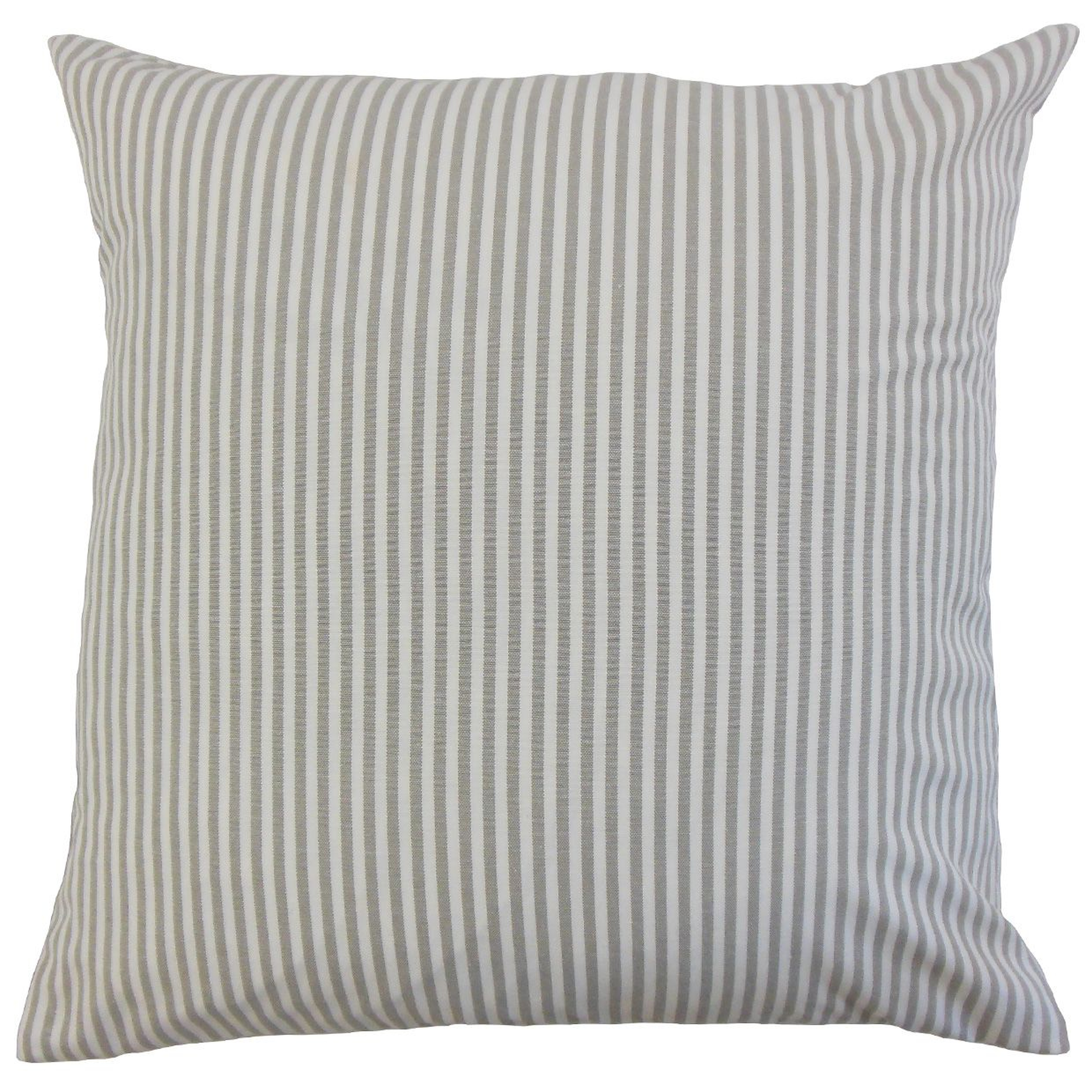 Classic Stripe Pillow, Slate, 18" x 18" - Havenly Essentials