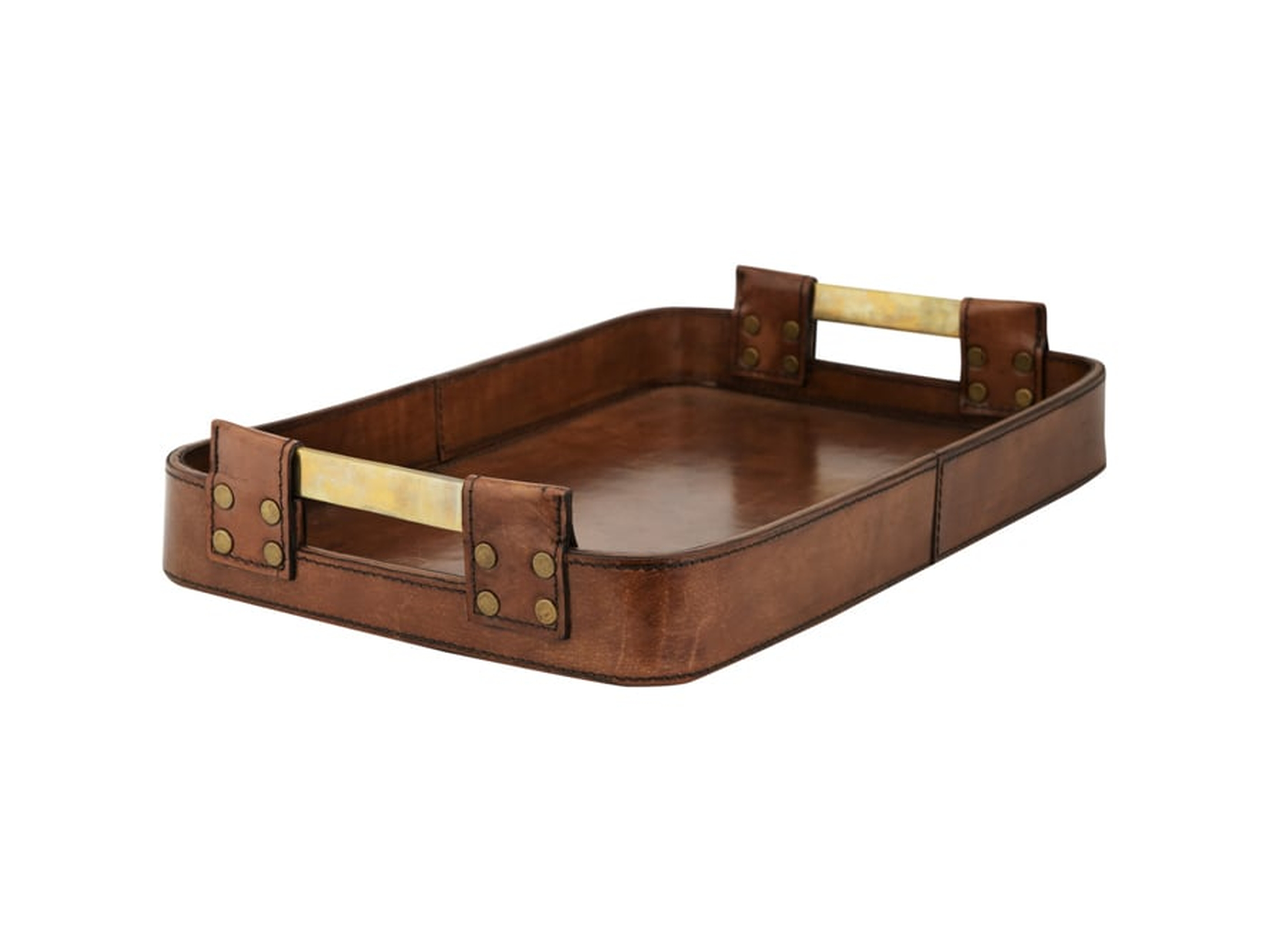 Andres Tray Leather in Brown - Arhaus