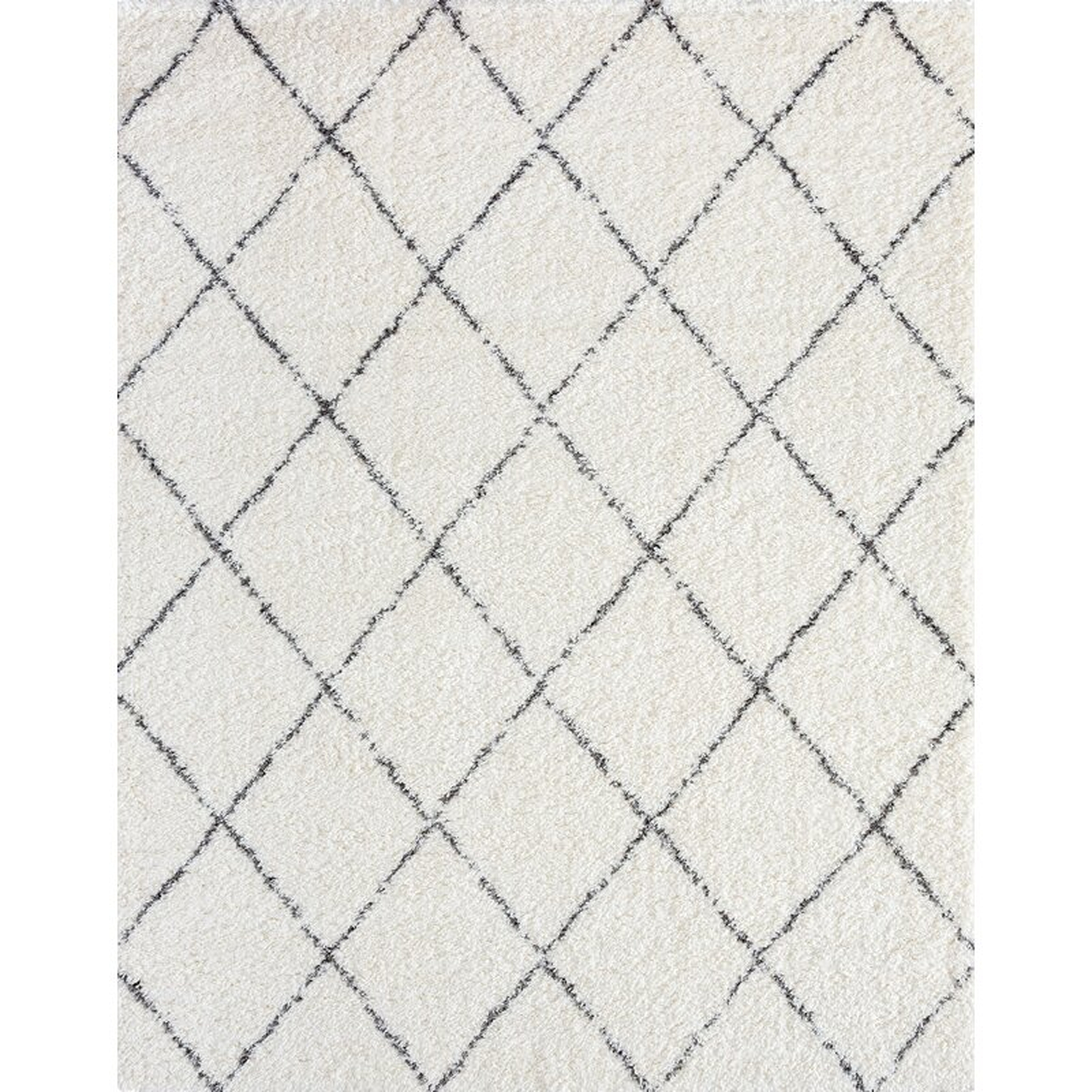 Khristina Geometric Shag White Area Rug - Wayfair