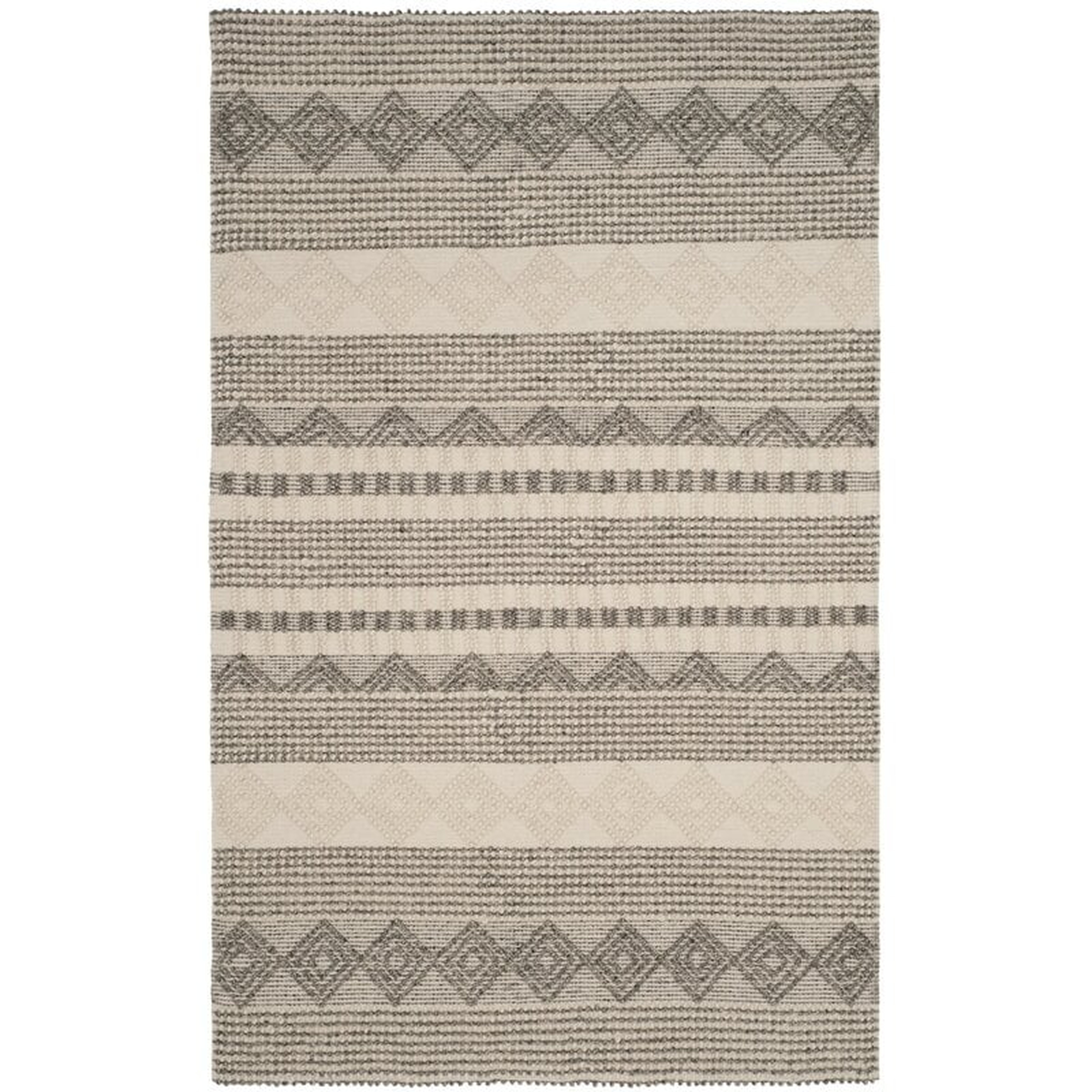 Billie Striped Handmade Flatweave Gray/Ivory Area Rug - AllModern