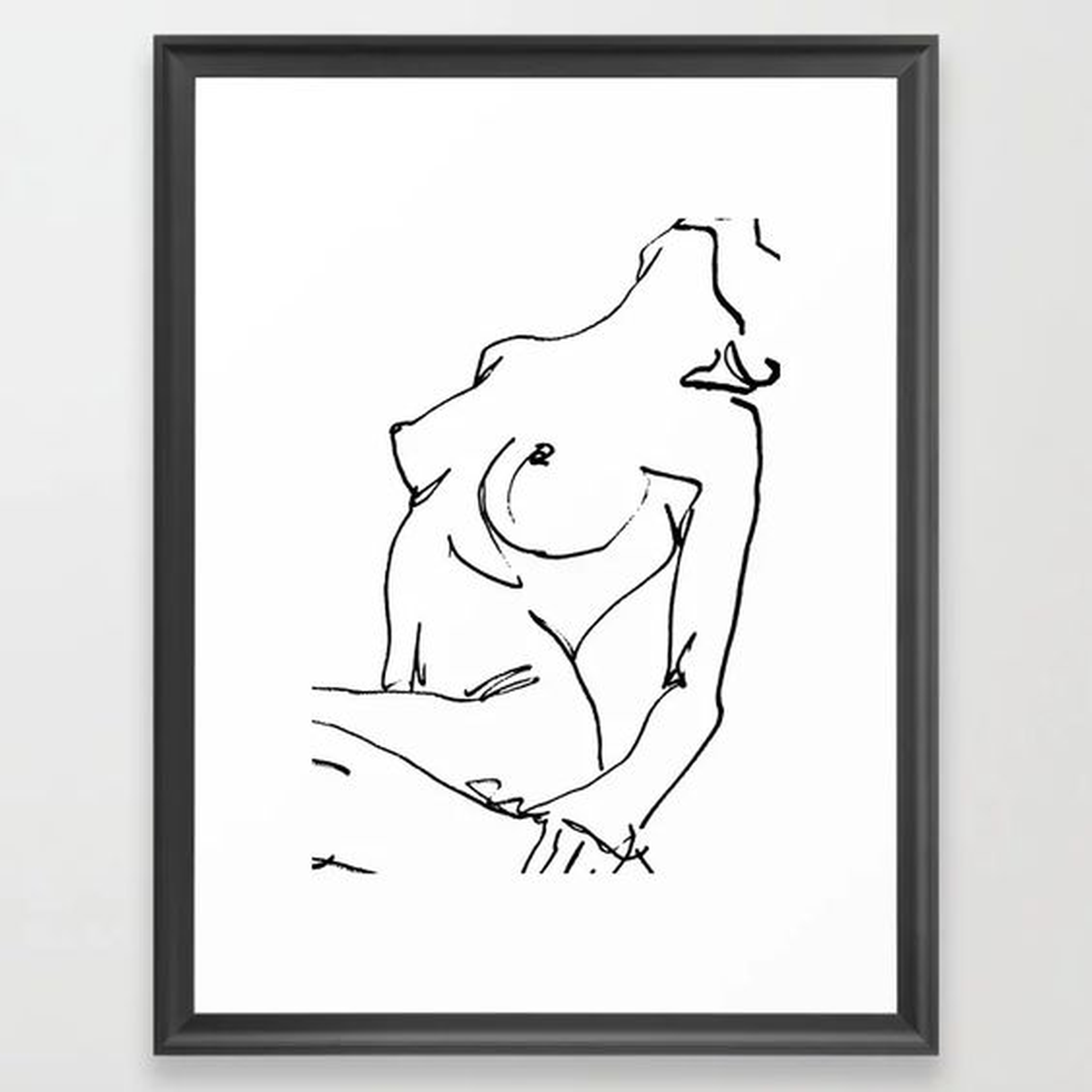 Nude drawing Art Framed Print 20 x 26" black scoop frame - Society6