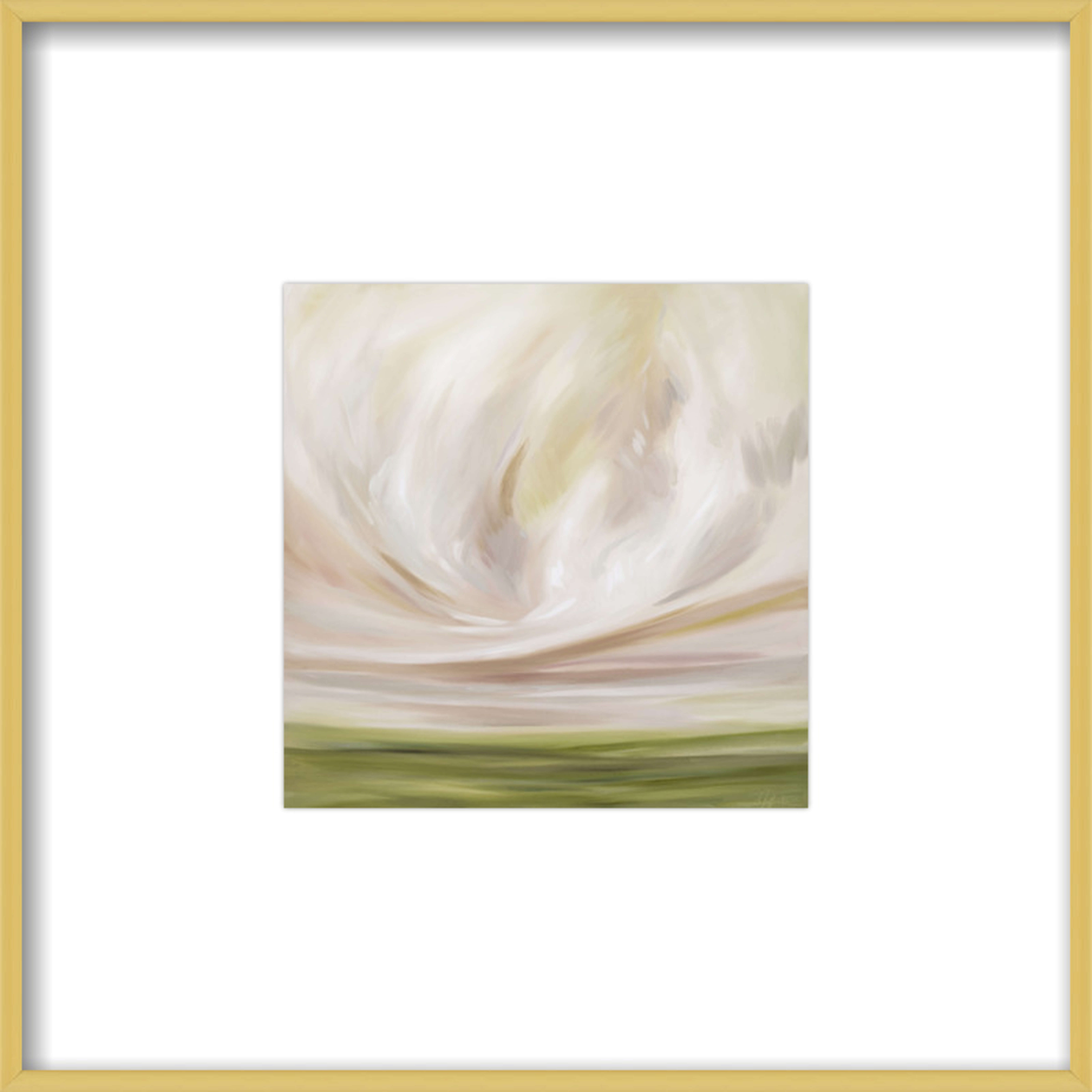 Peach Glory - 8"x8" Contemporary - Frosted Gold Metal - with matte - Artfully Walls
