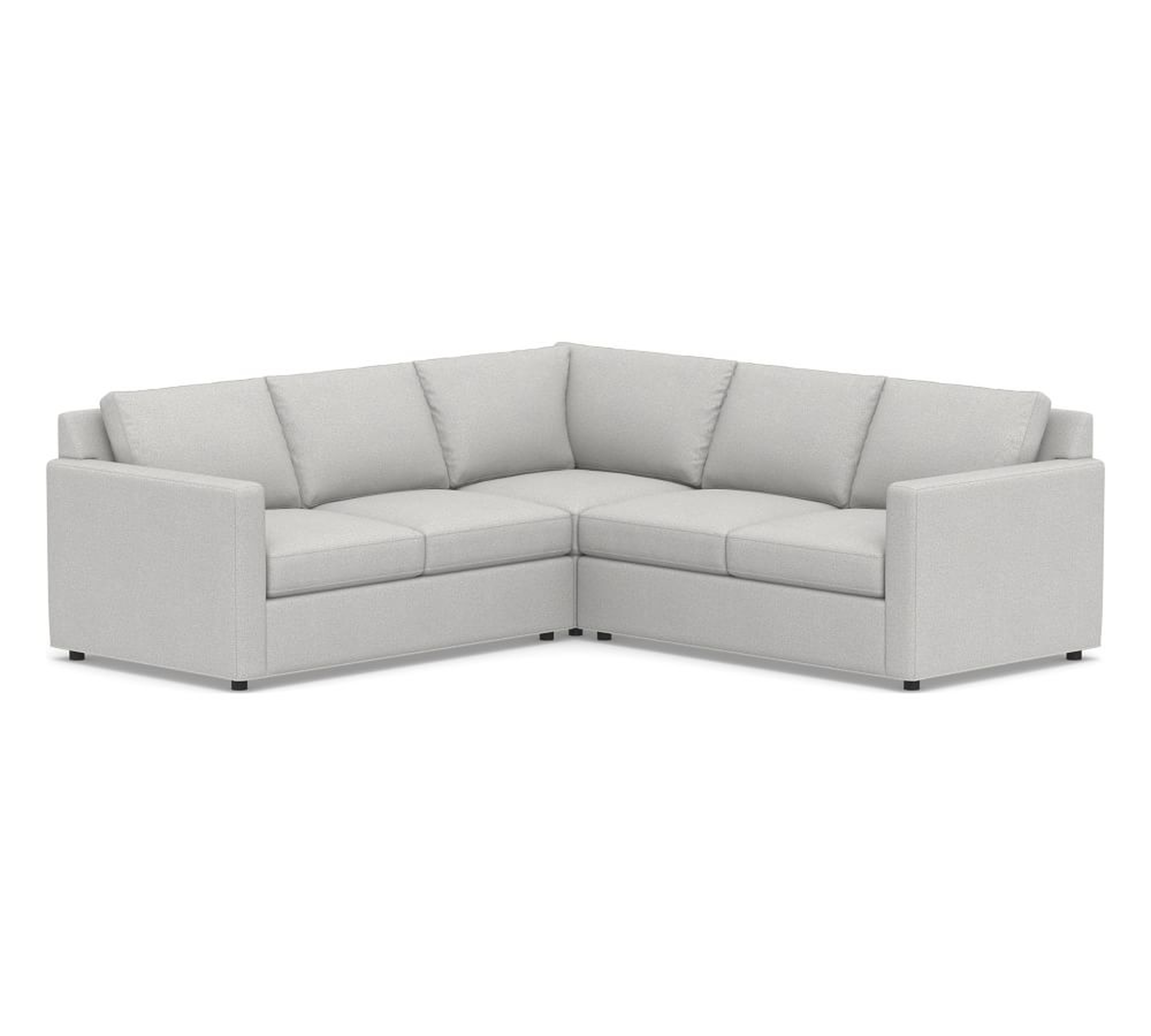 Sanford Square Arm Upholstered 3-Piece L-Shaped Corner Sectional, Polyester Wrapped Cushions, Park Weave Ash - Pottery Barn