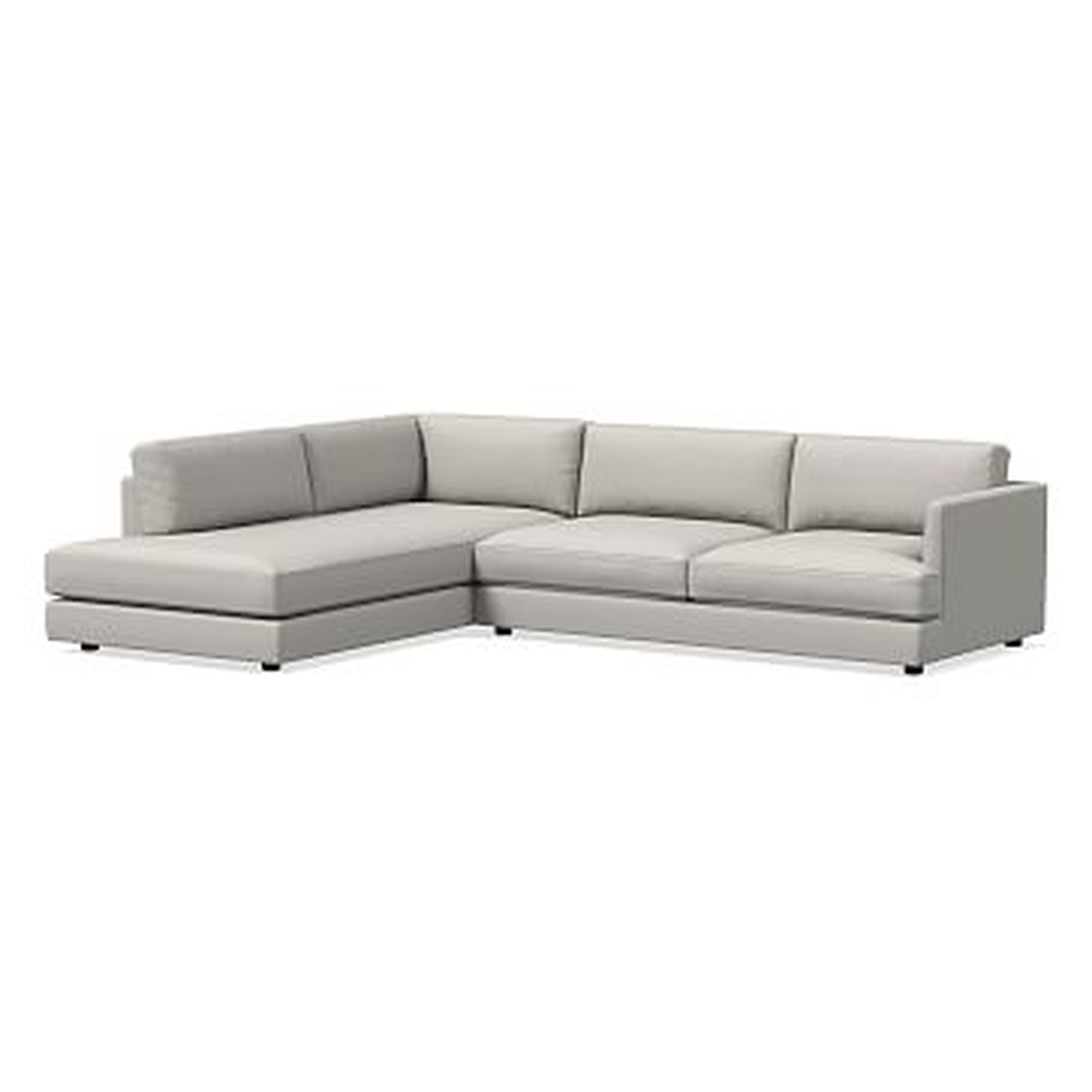 Haven Sectional Set 06: XL Right Arm Sofa, Left Arm Terminal Chaise, Poly, Performance Yarn Dyed Linen Weave, Frost Gray - West Elm