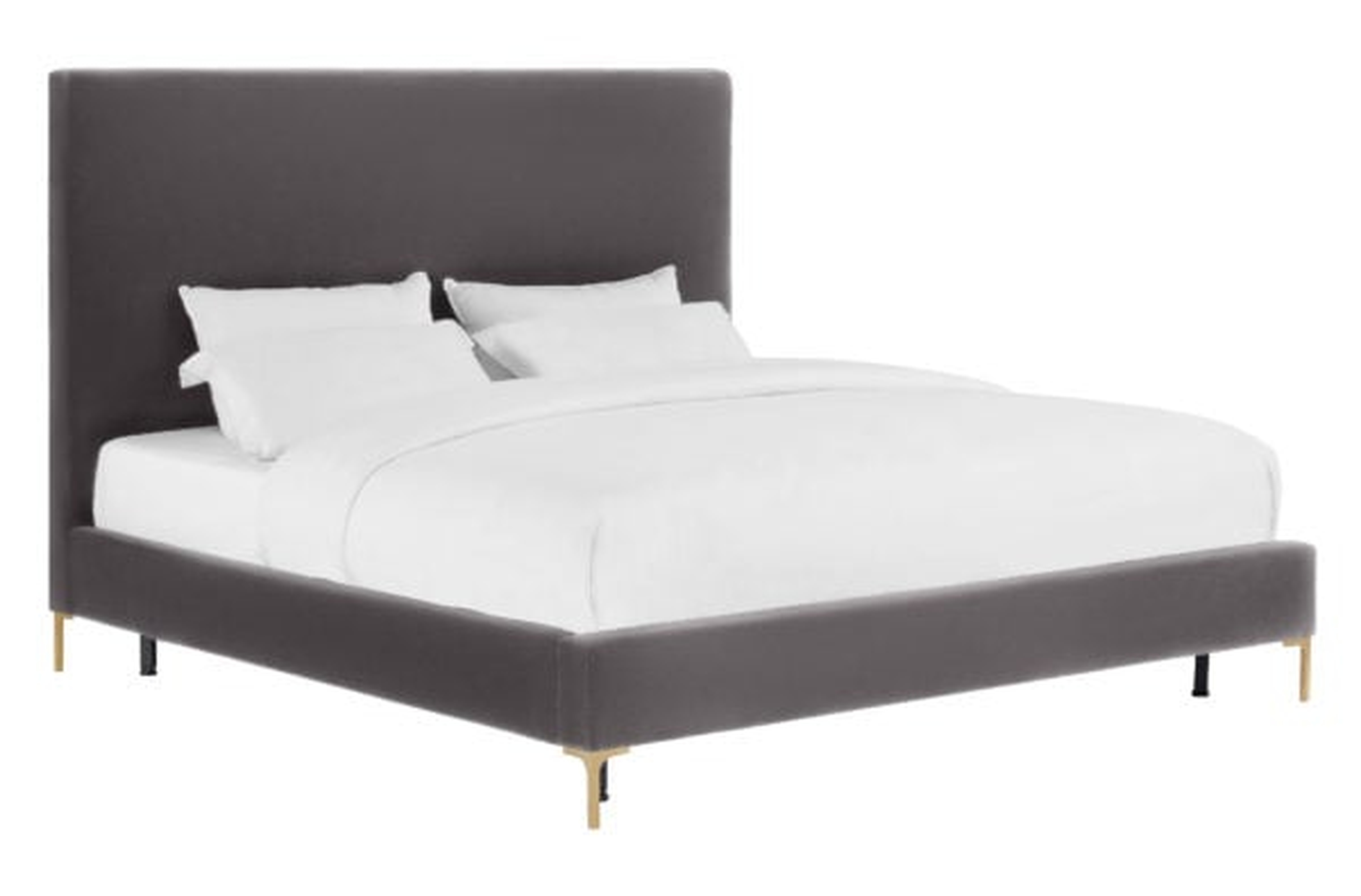Delilah Grey Velvet Bed in King - Maren Home