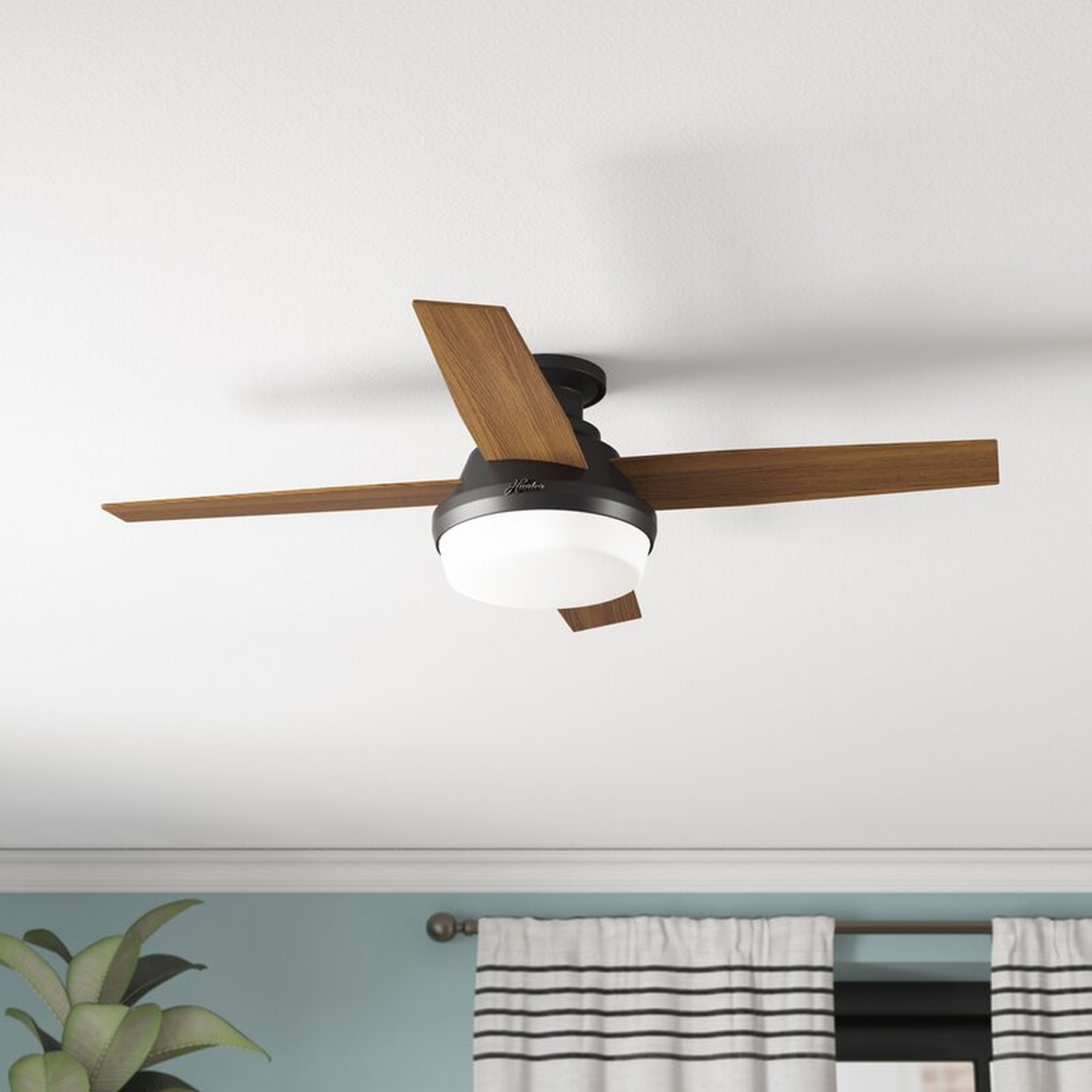 44" Dempsey Low Profile 4 - Blade LED Flush Mount Ceiling Fan with Remote Control and Light Kit Included - Wayfair