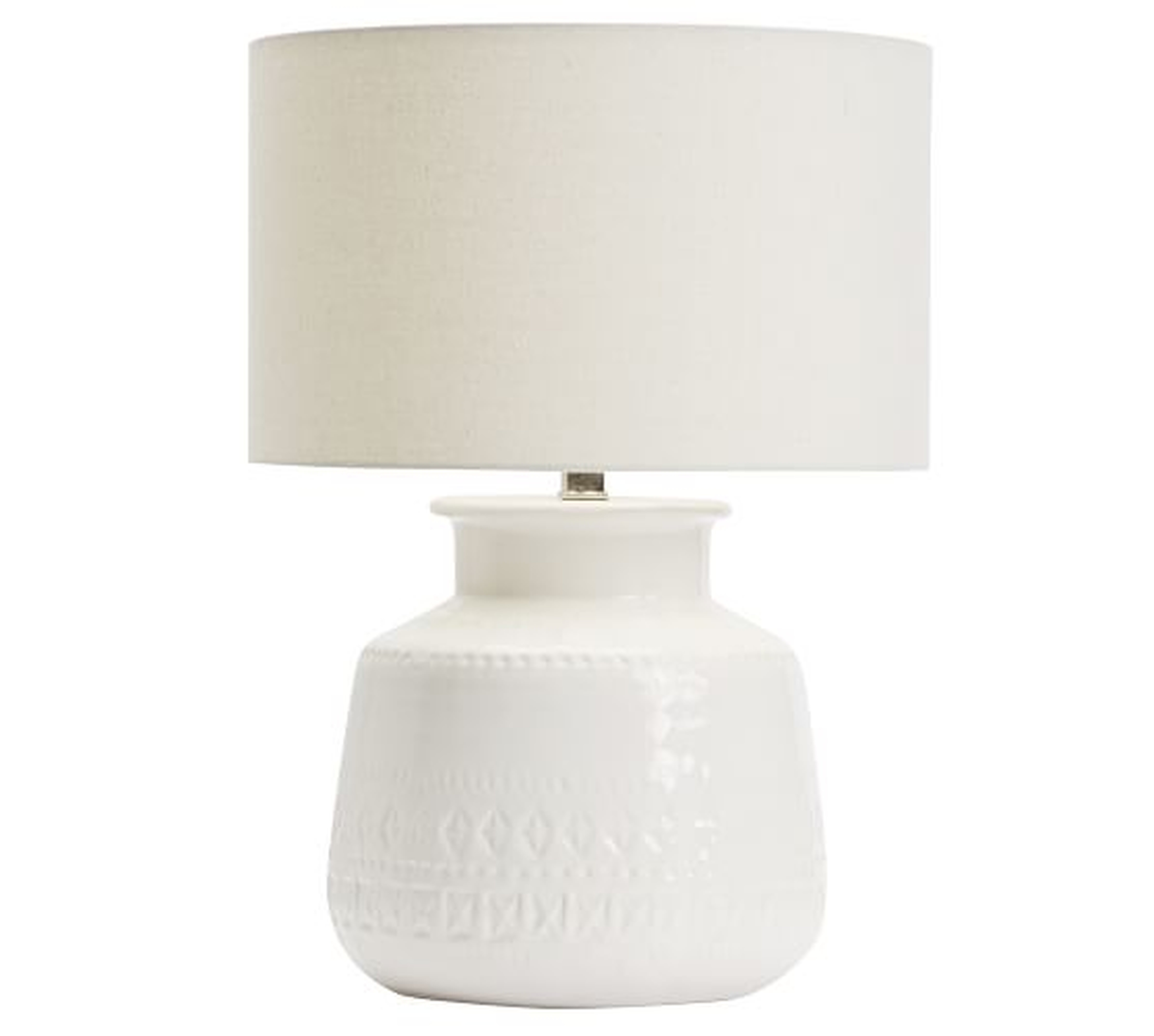 Jamie Young Emma Ceramic Round Table Lamp, White - Pottery Barn