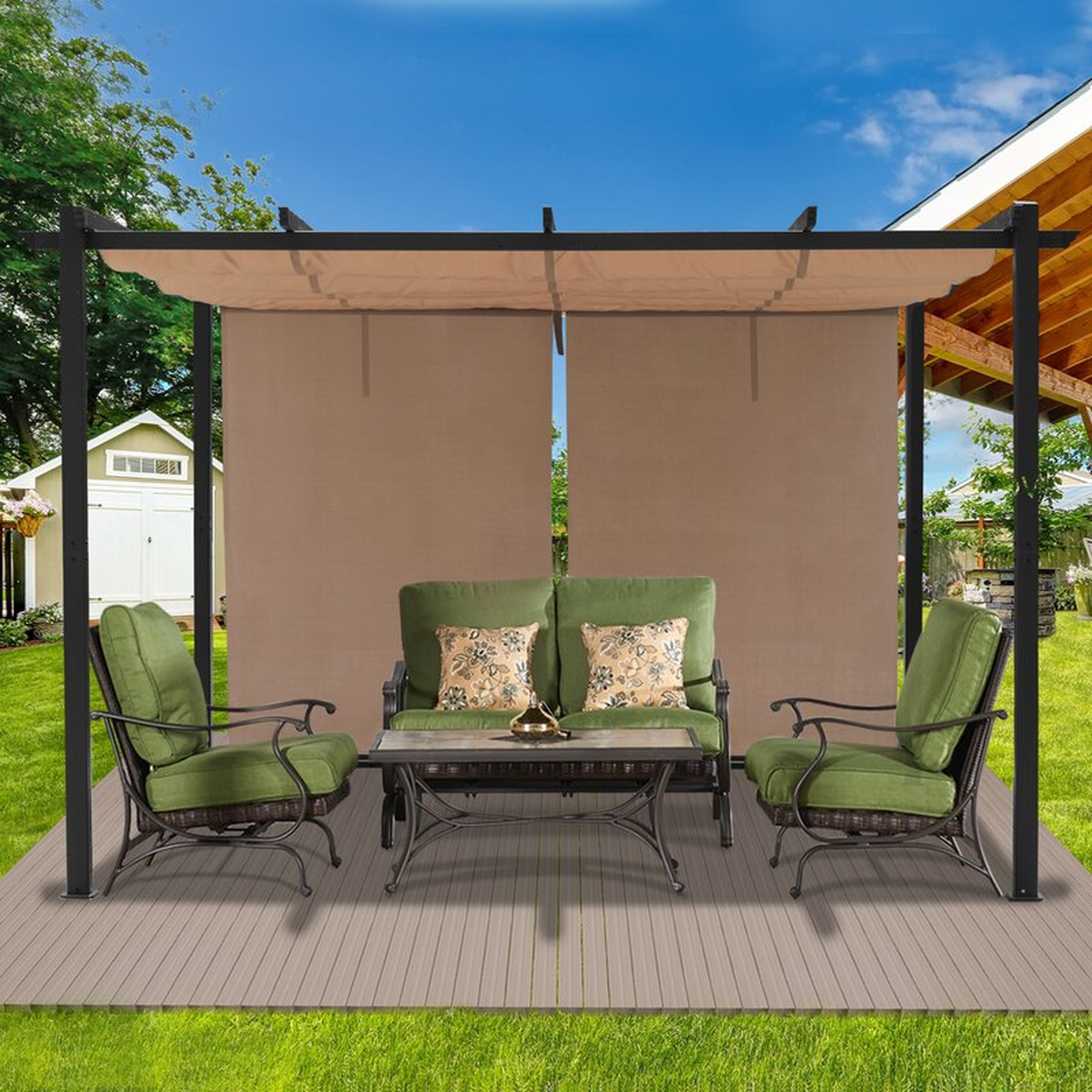 Aoodor 10X12ft Pergola With 2 Piece Sun Shade Roller - Wayfair