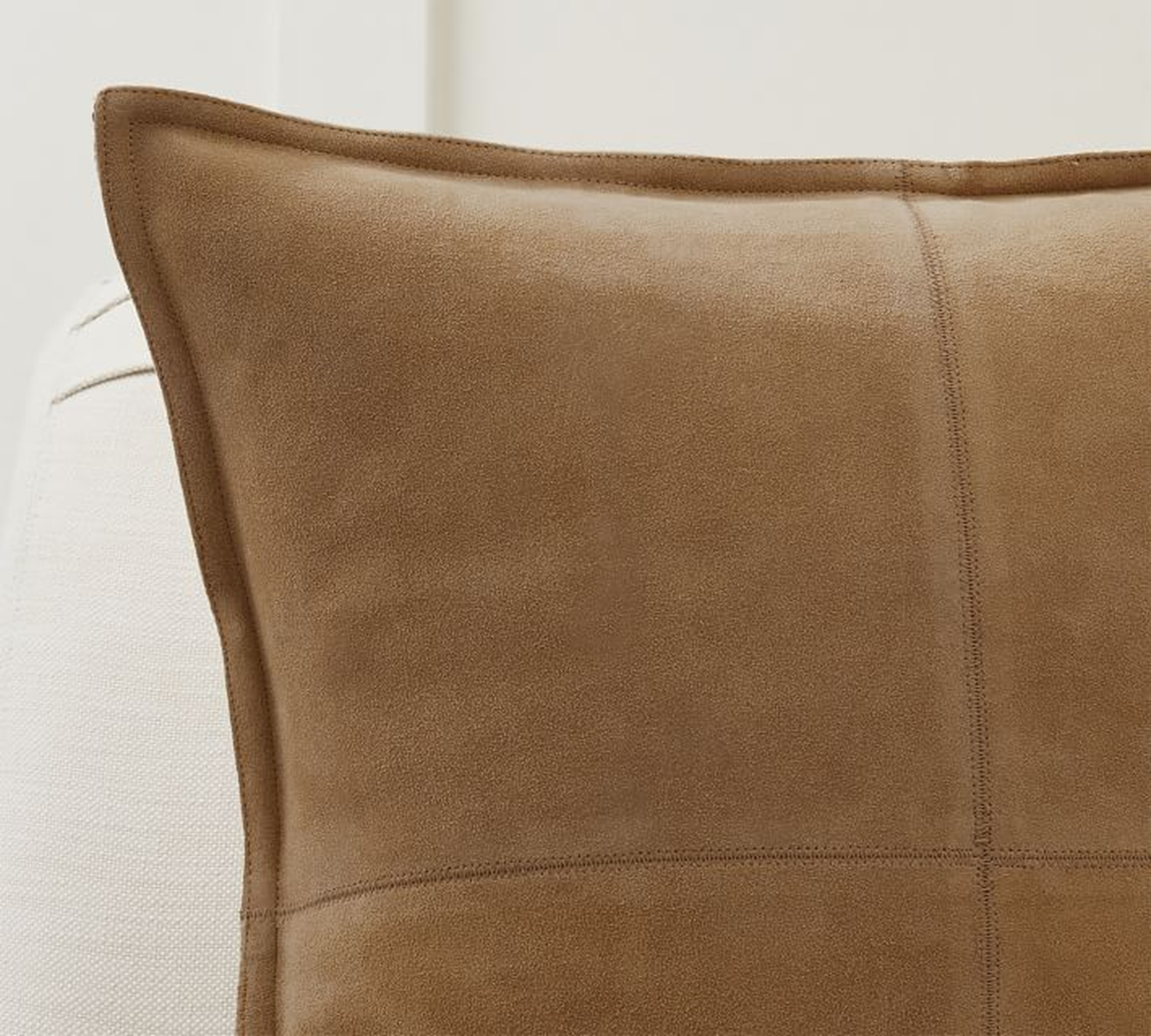Pieced Suede Pillow Cover, 20", Camel - Pottery Barn