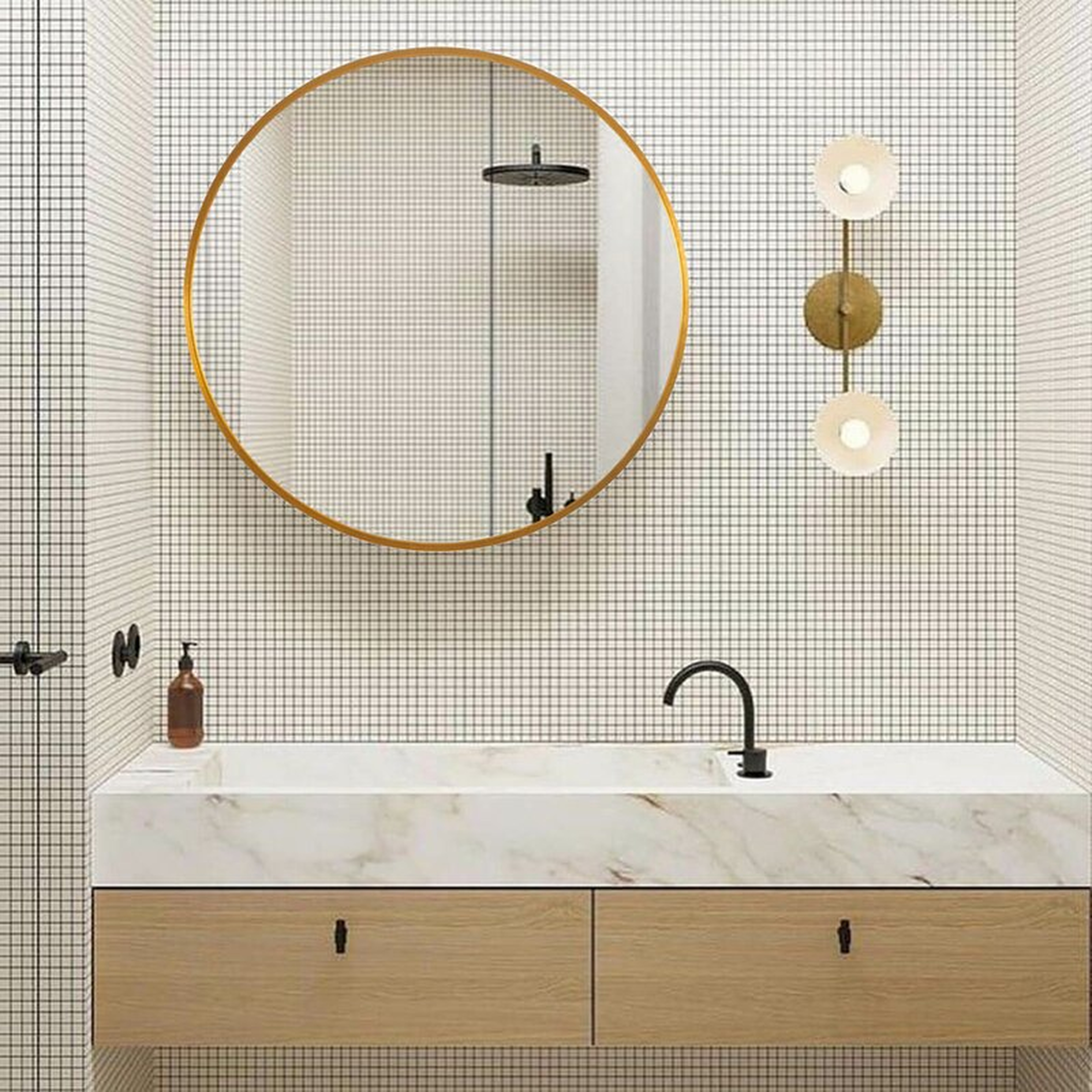 24" x 24" Gold Lafon Modern & Contemporary Wall Mounted Bathroom/Vanity Mirror - Wayfair