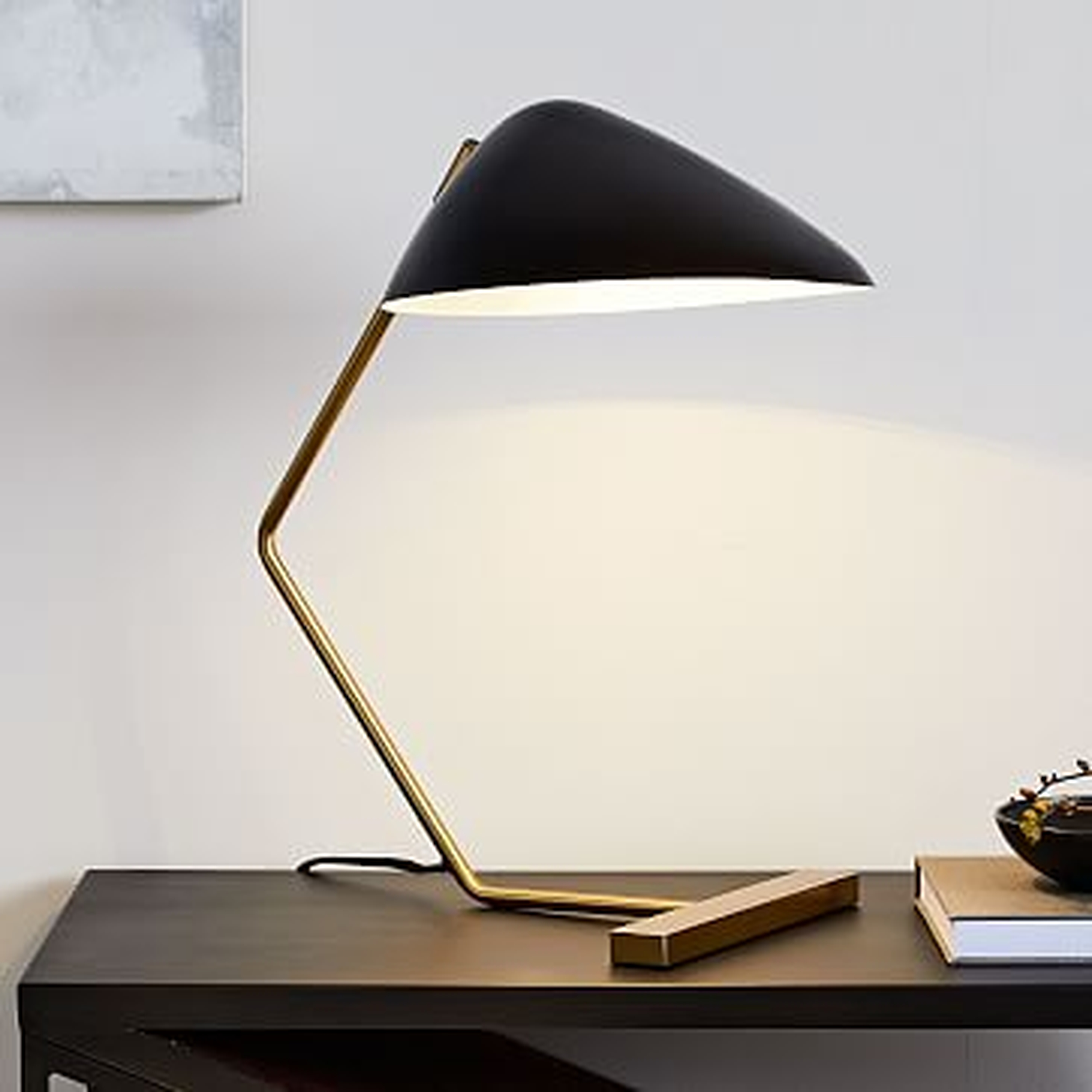 Curvilinear Mid-Century Table Lamp, Black/Brass - West Elm