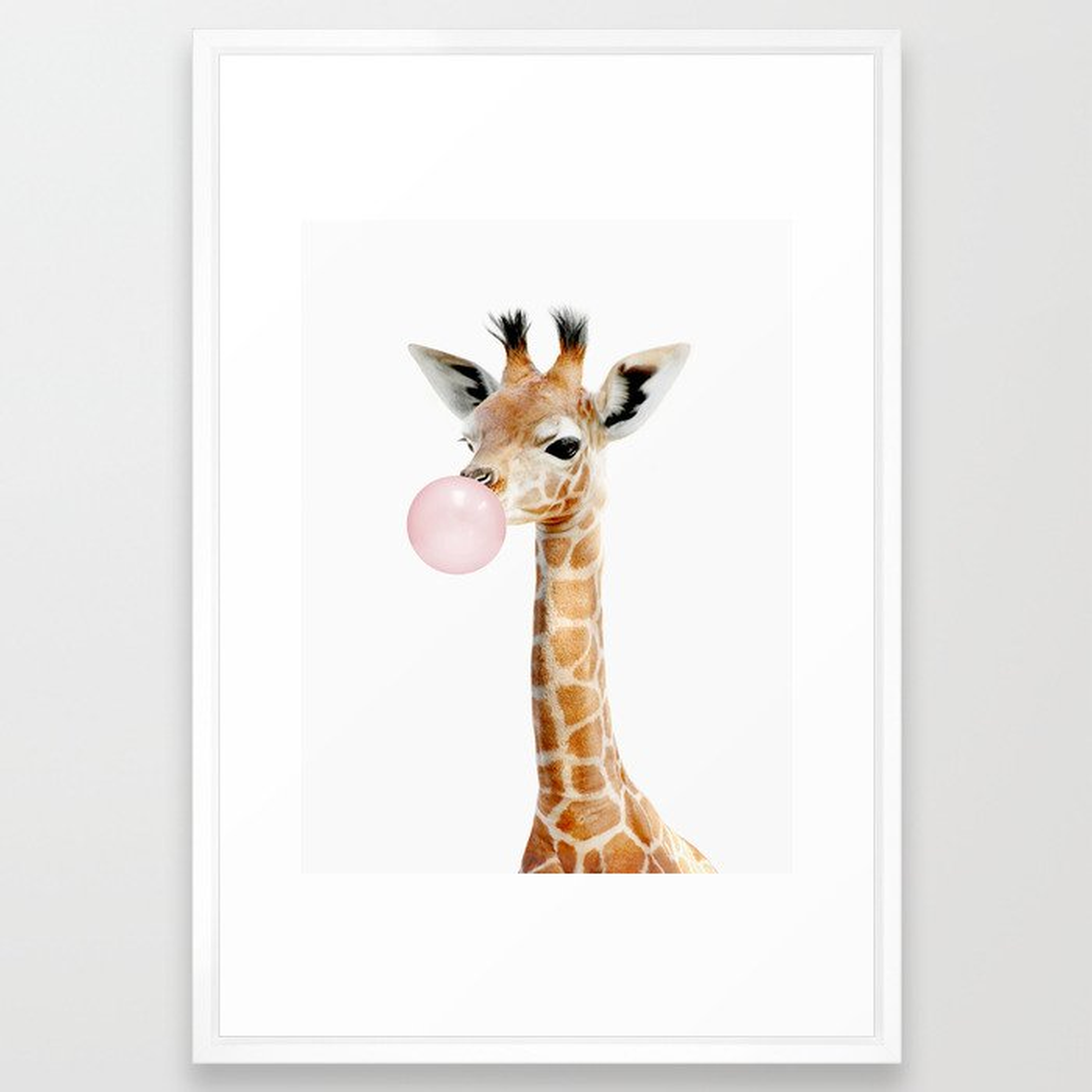 Bubble Gum Baby Giraffe - Vector White - Society6