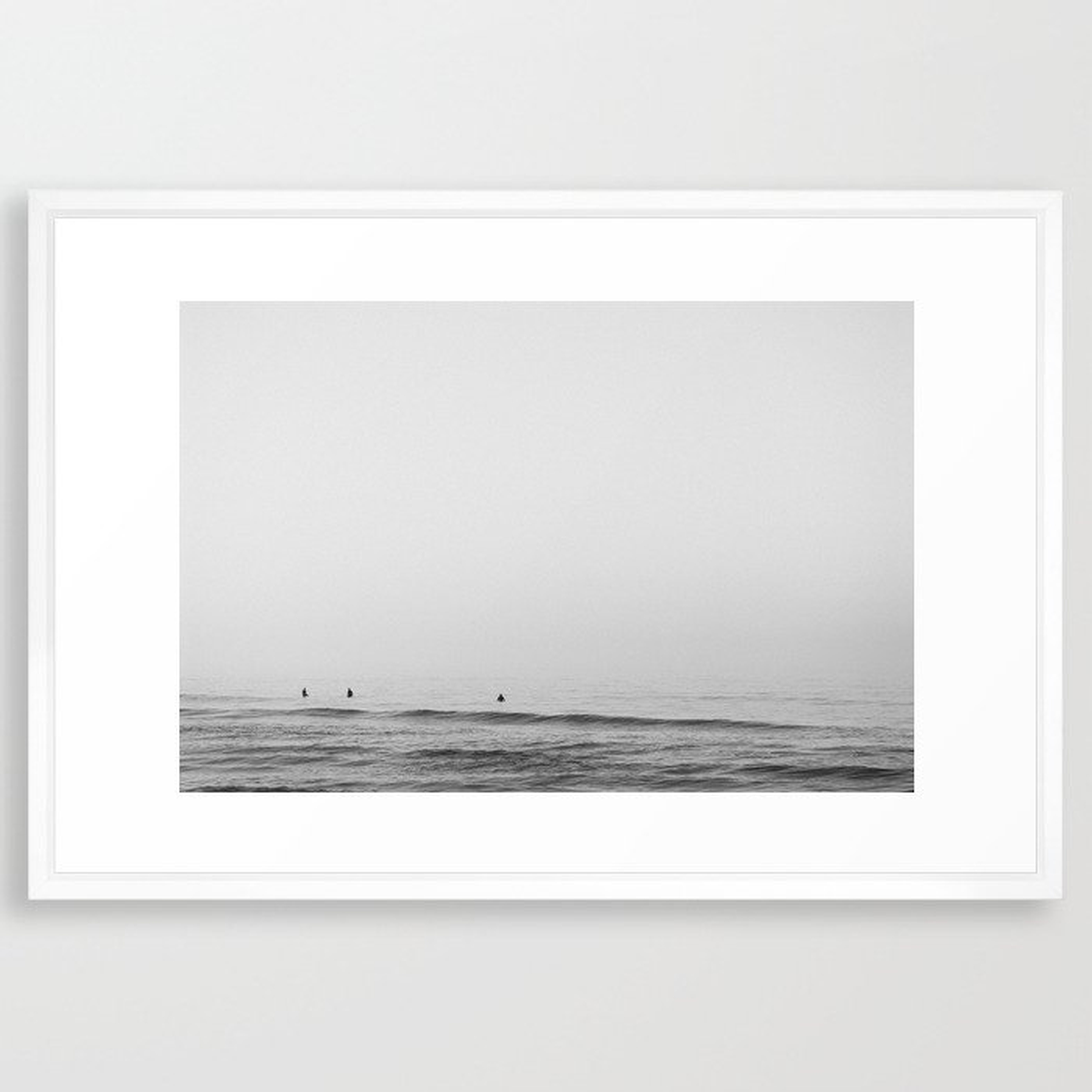 Surfers - Black and White Ocean Photography Huntington Beach California Framed Art Print - Society6