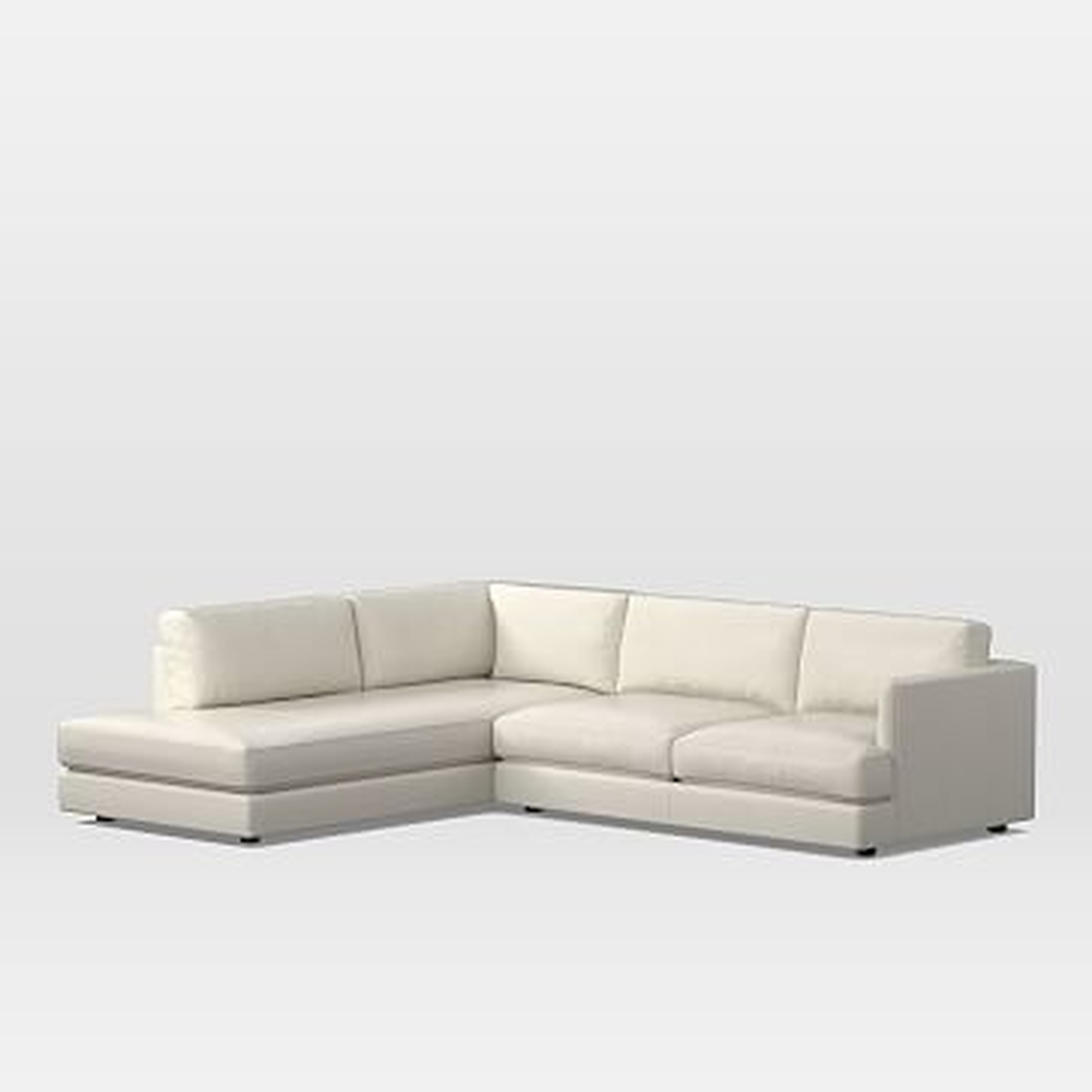 Haven Sectional Set 02: Right Arm Sofa, Left Arm Terminal Chaise, Poly, Sauvage Leather, Chalk - West Elm