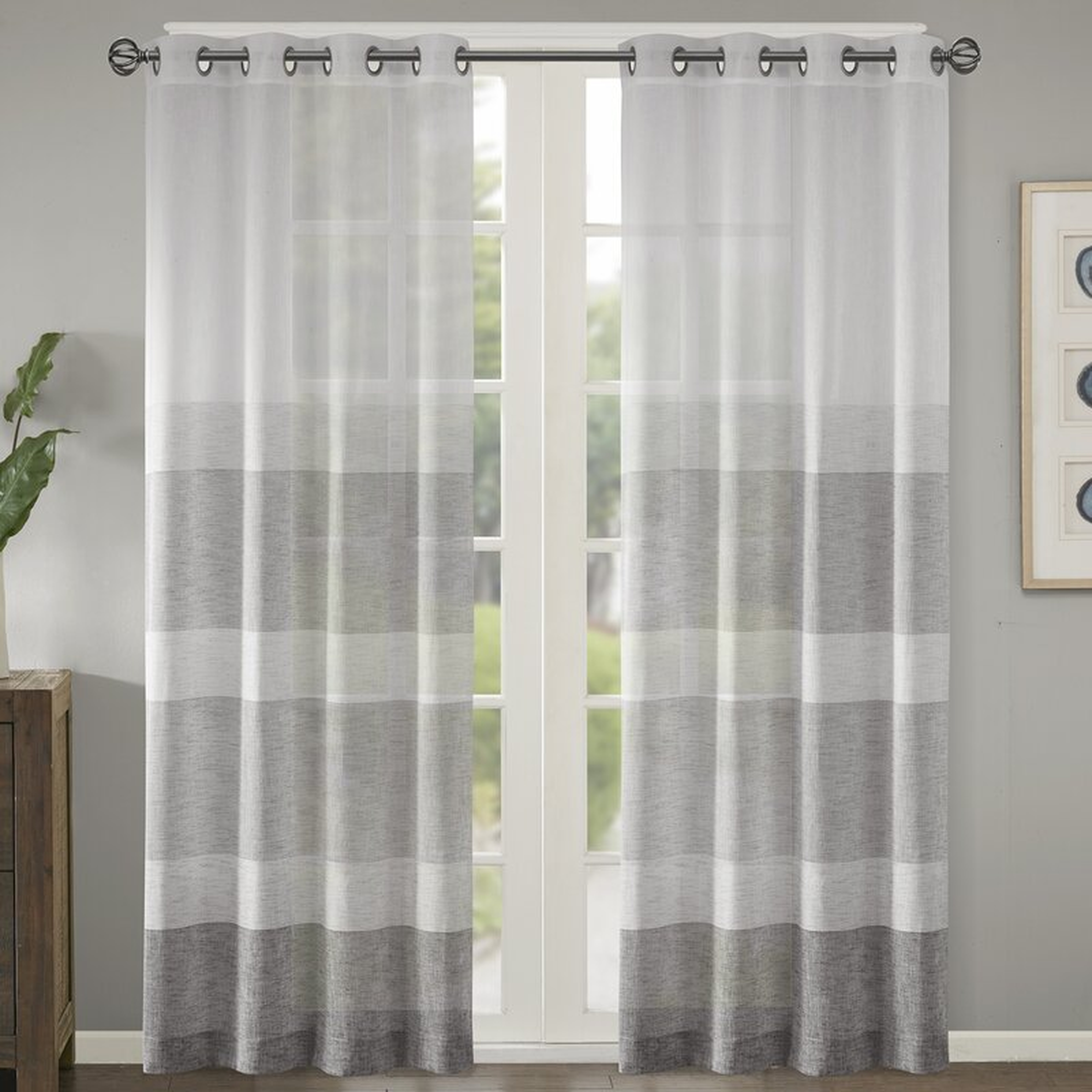 Augustus Striped Sheer Grommet Single Curtain Panel - Wayfair