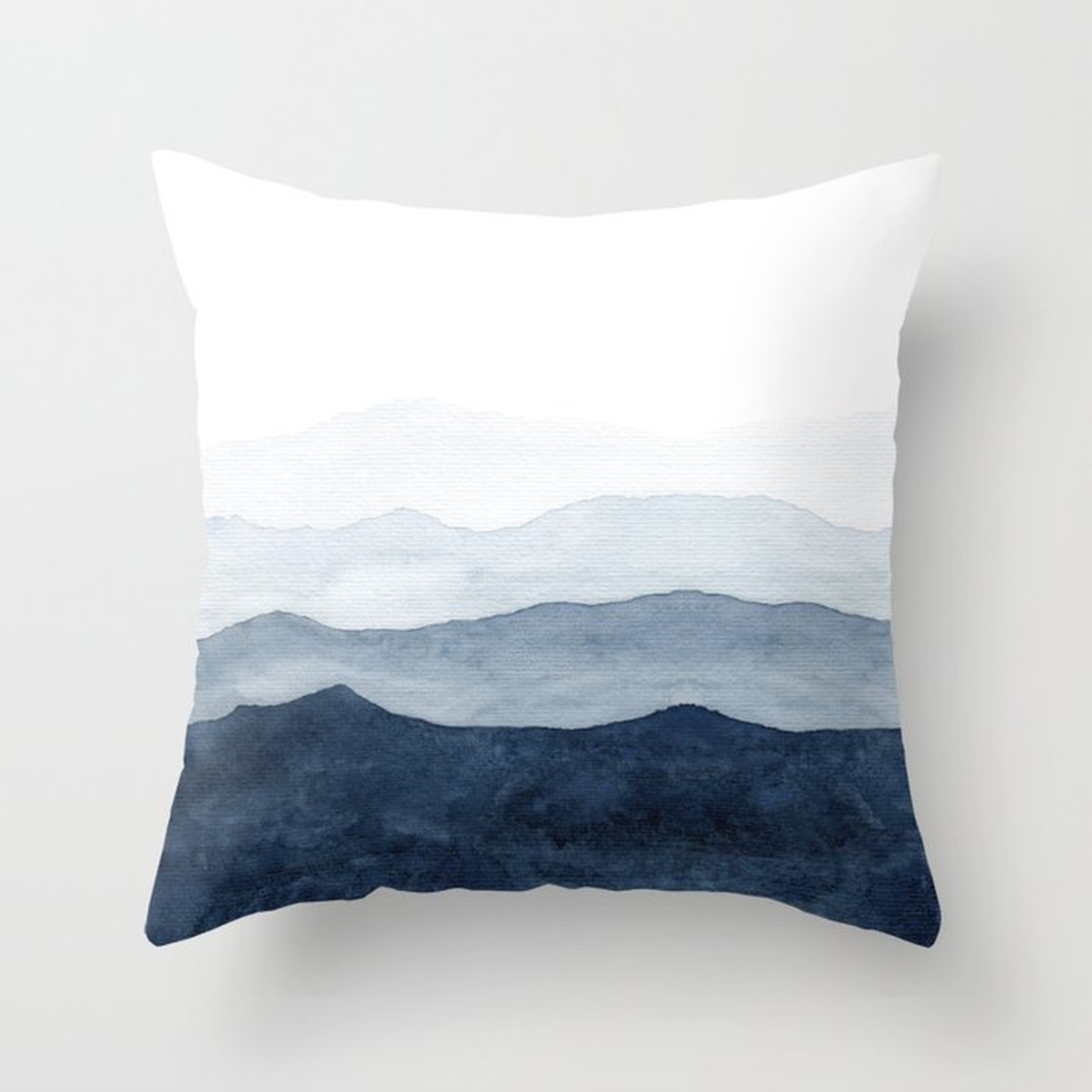 Indigo Abstract Watercolor Mountains Pillow - Society6