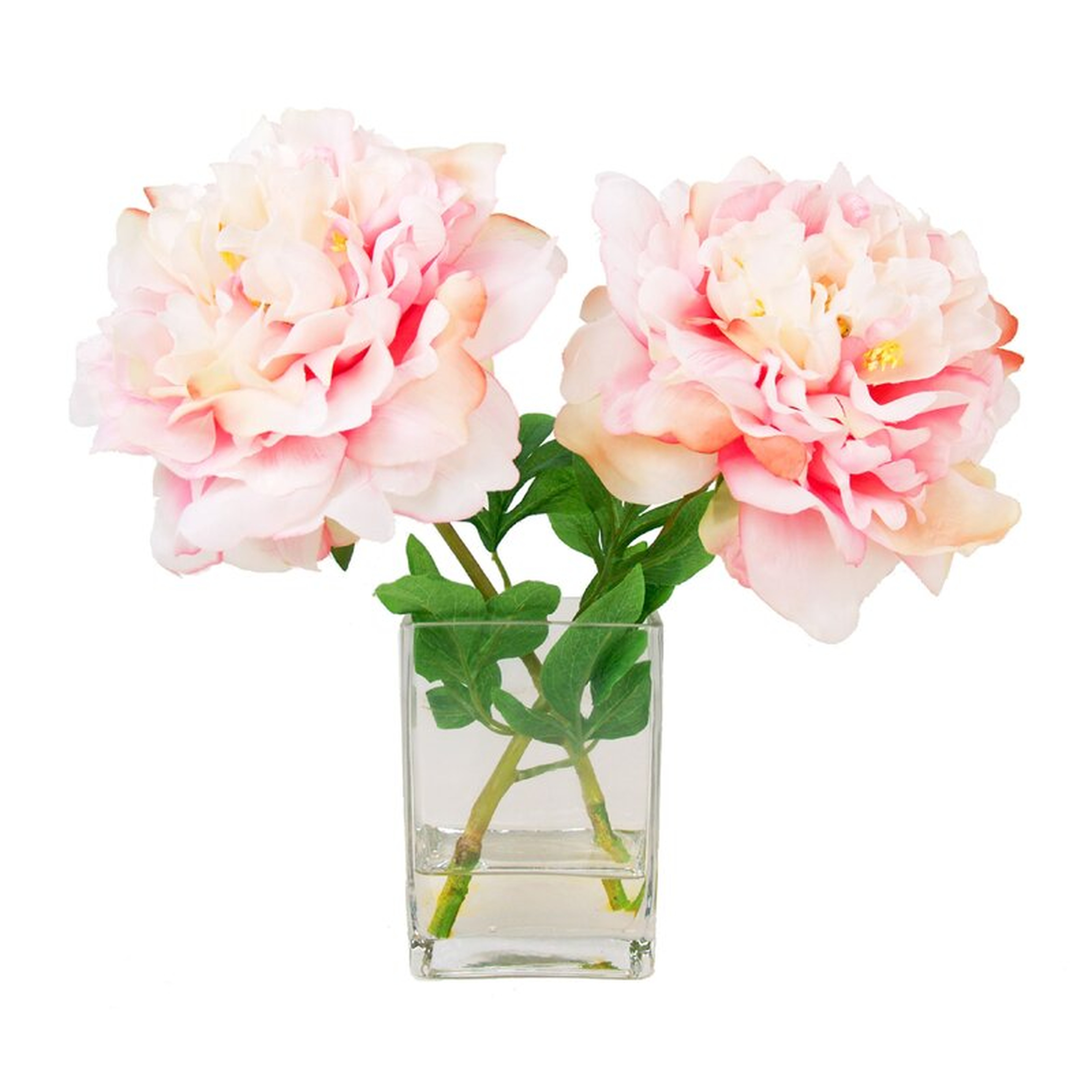 Faux Peony Floral Arrangement in Vase - Perigold