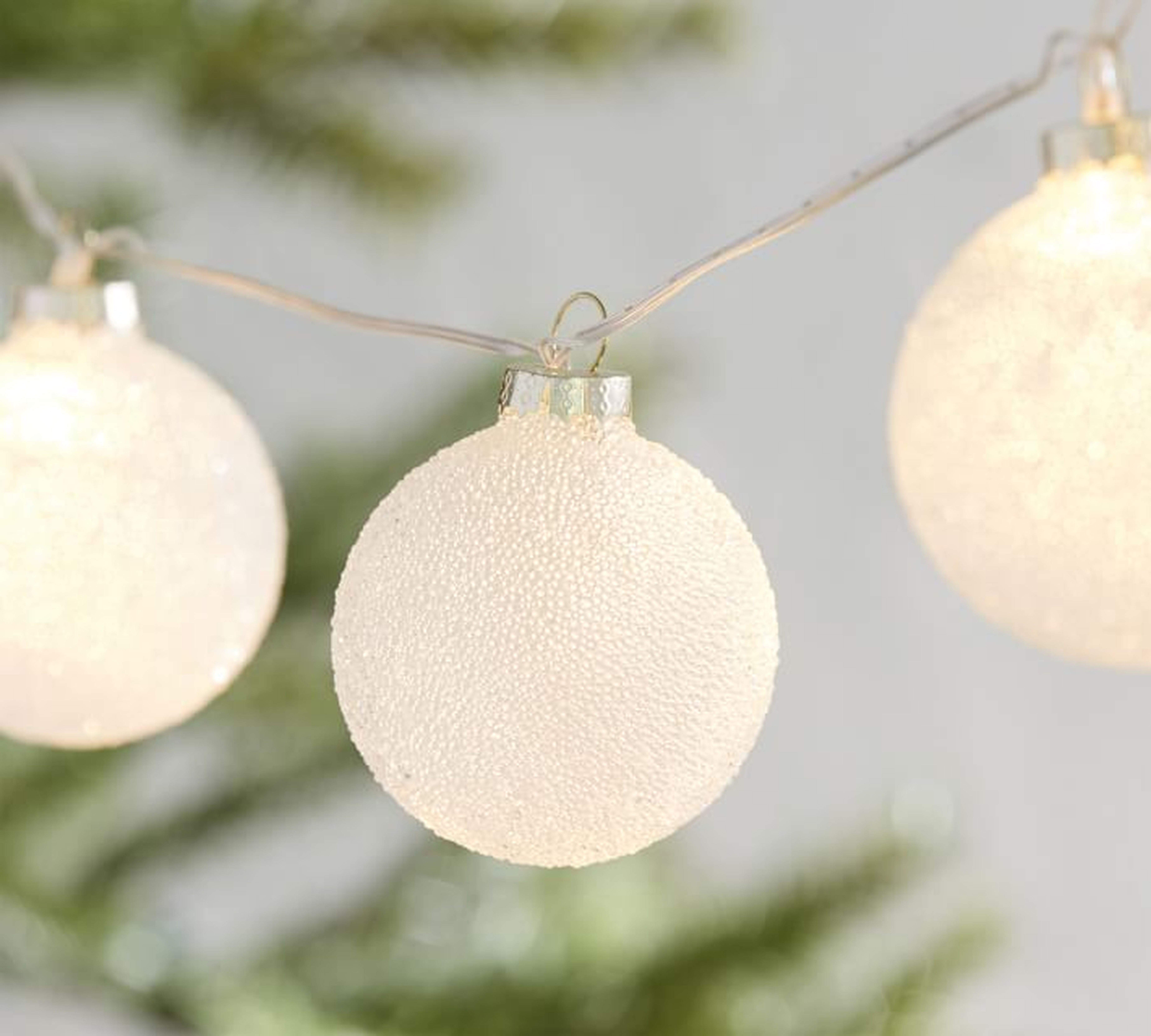 Frosted Ornament String Lights, 6' of decorative lights, 1' of extra cord - Pottery Barn