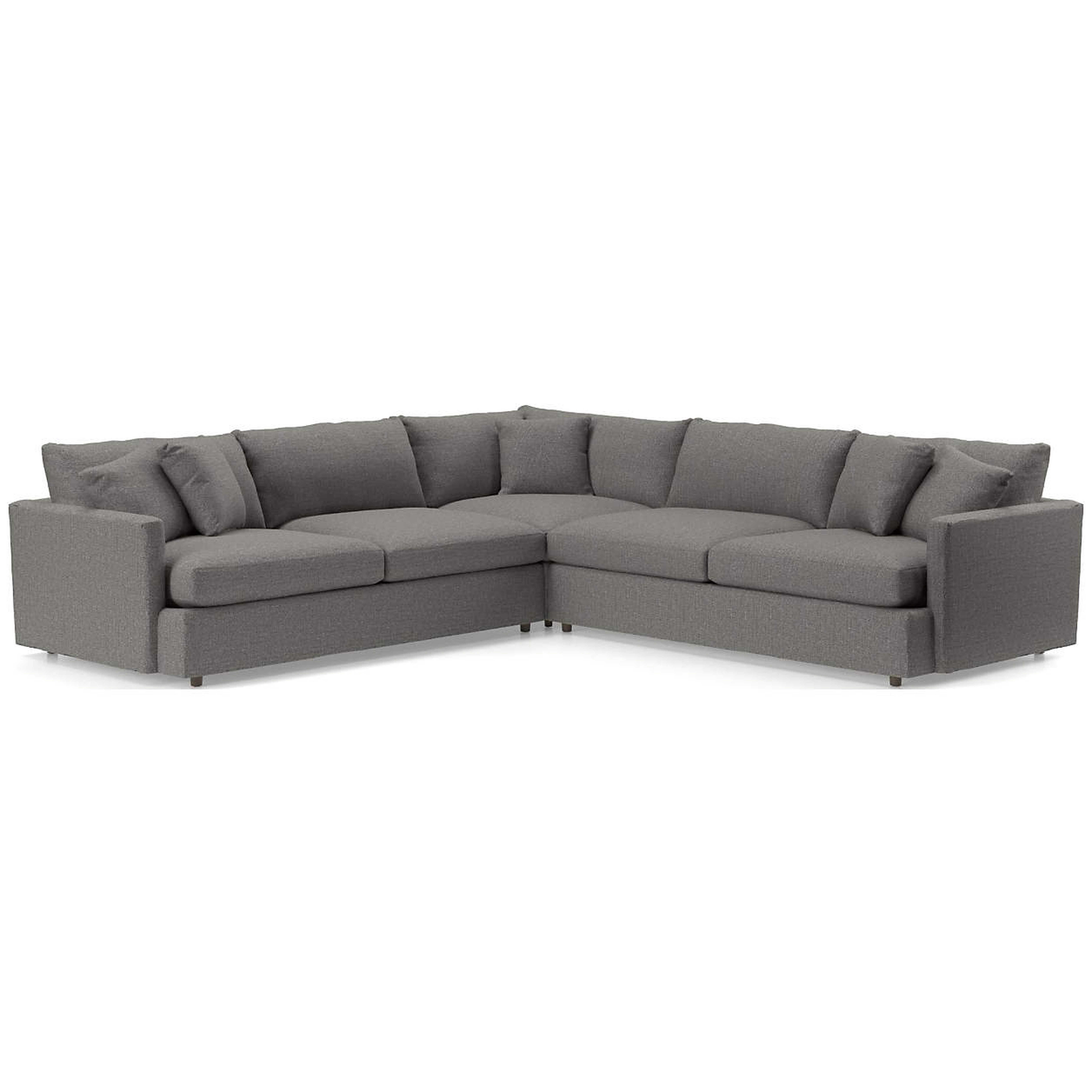 Lounge II 3-Piece Sectional Sofa, Darius, Ash - Crate and Barrel