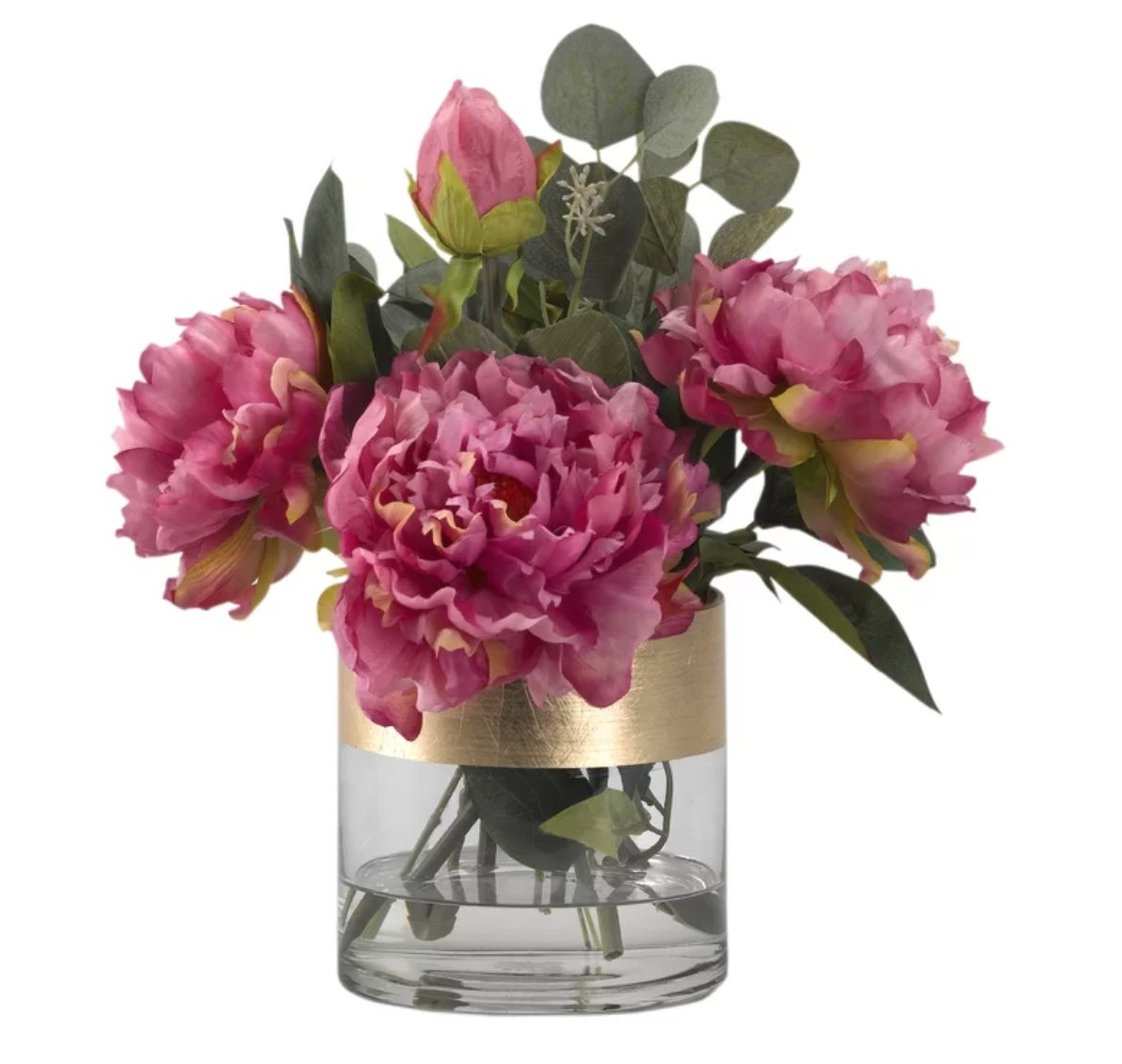 Peonies Floral Arrangement in Glass Vase - Wayfair