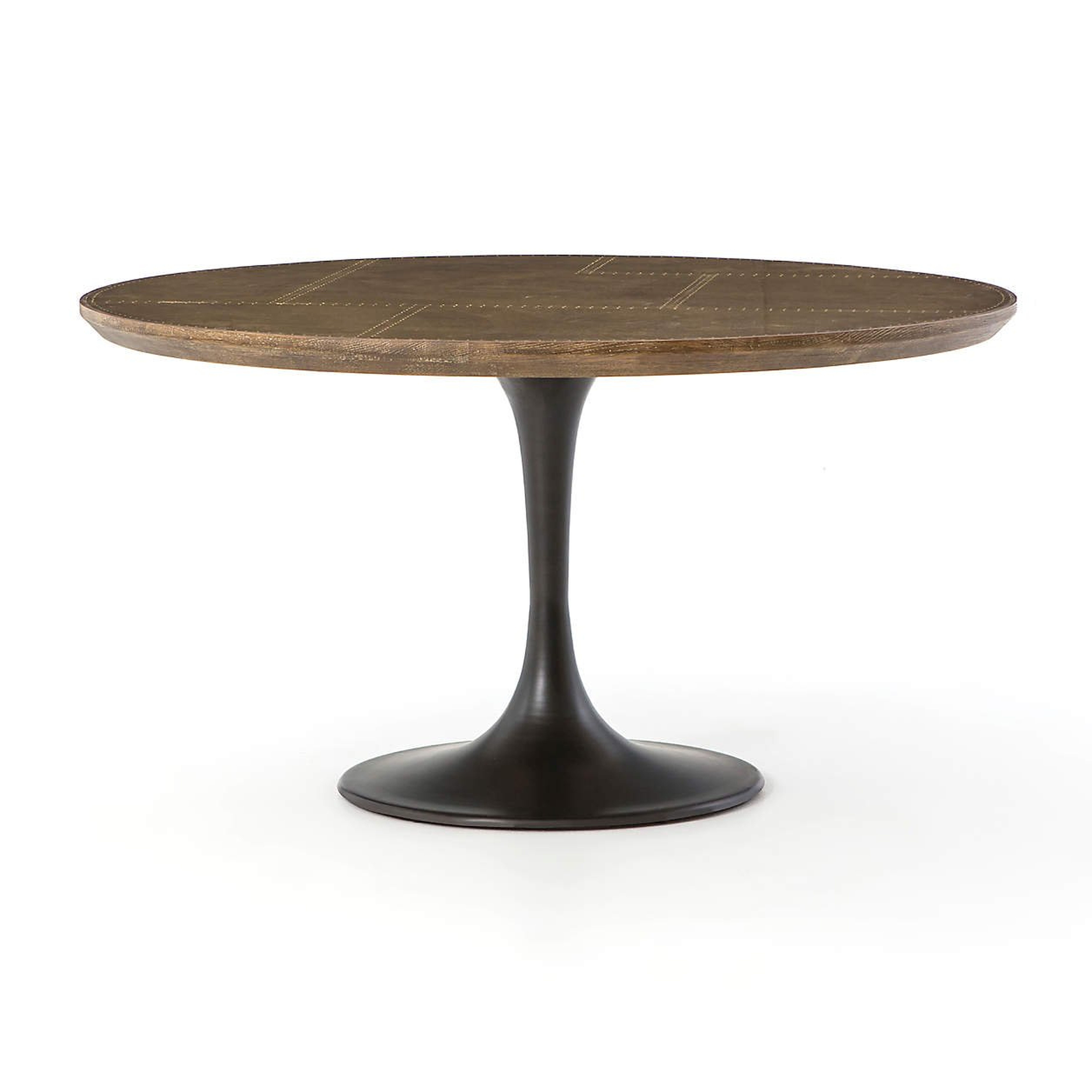 Penn Bluestone 55" Pedestal Base Dining Table Bronze - Crate and Barrel
