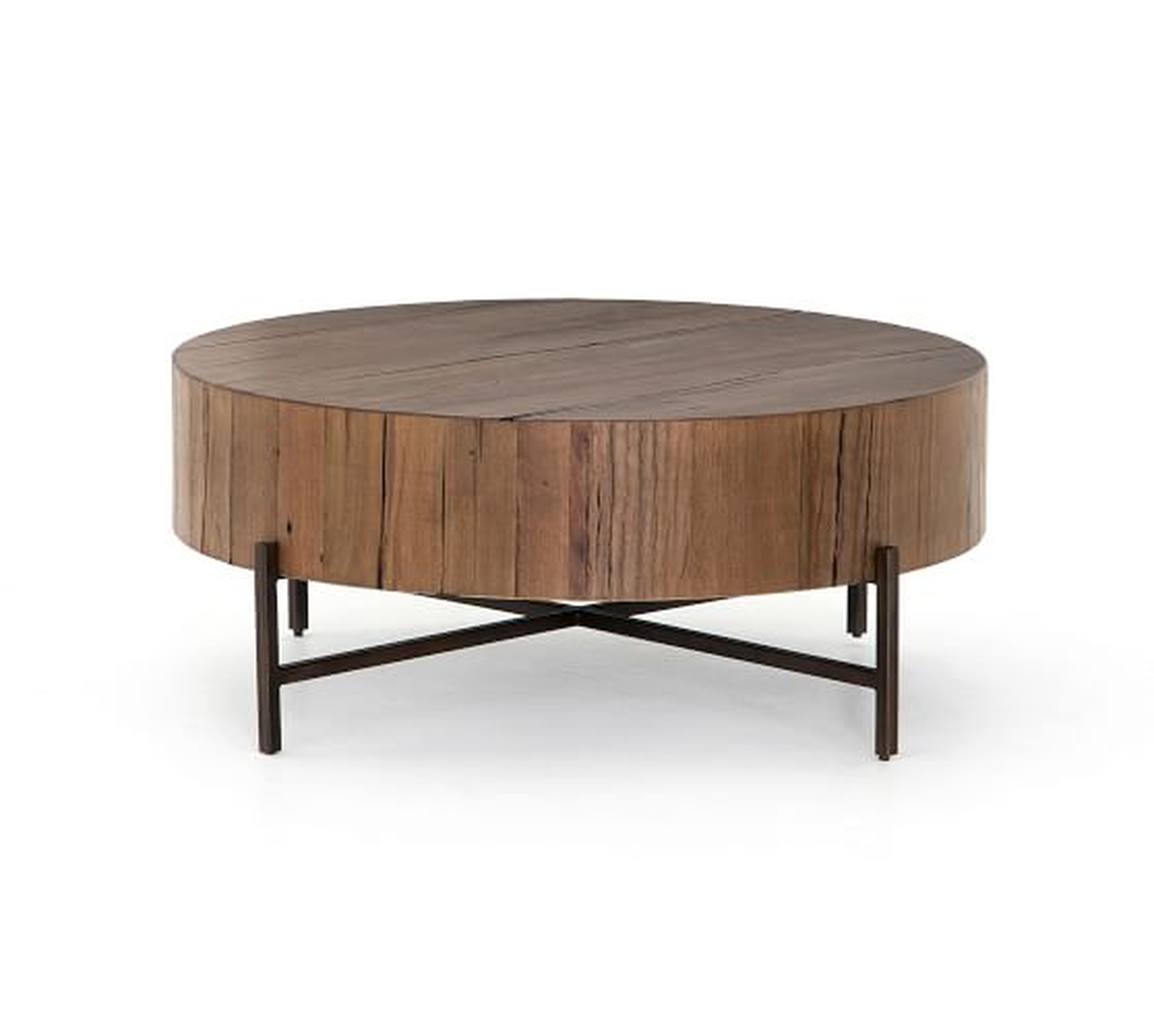 Fargo Round Coffee Table, Natural Brown - Pottery Barn