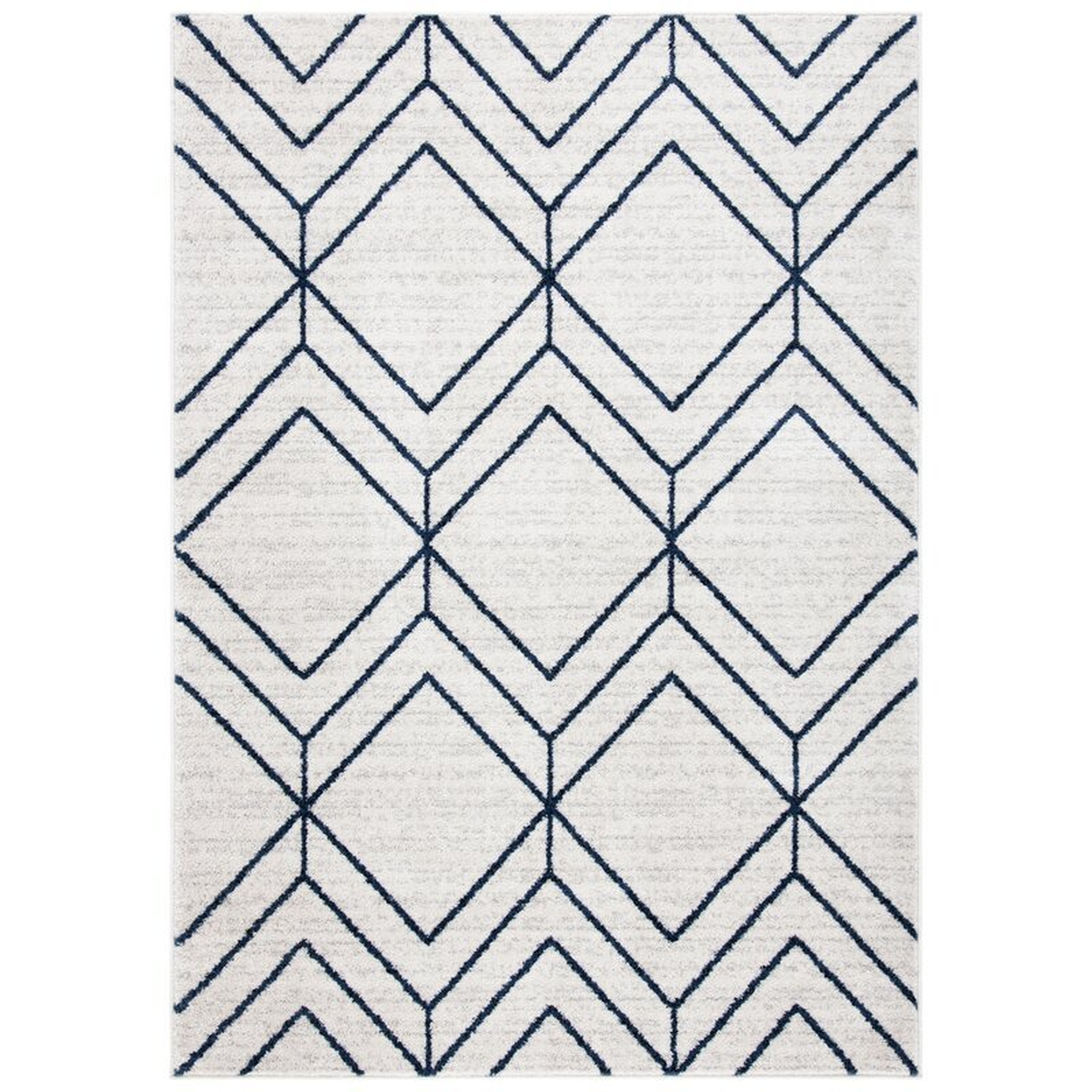 Seidman Geometric Beige/Navy Area Rug - Wayfair