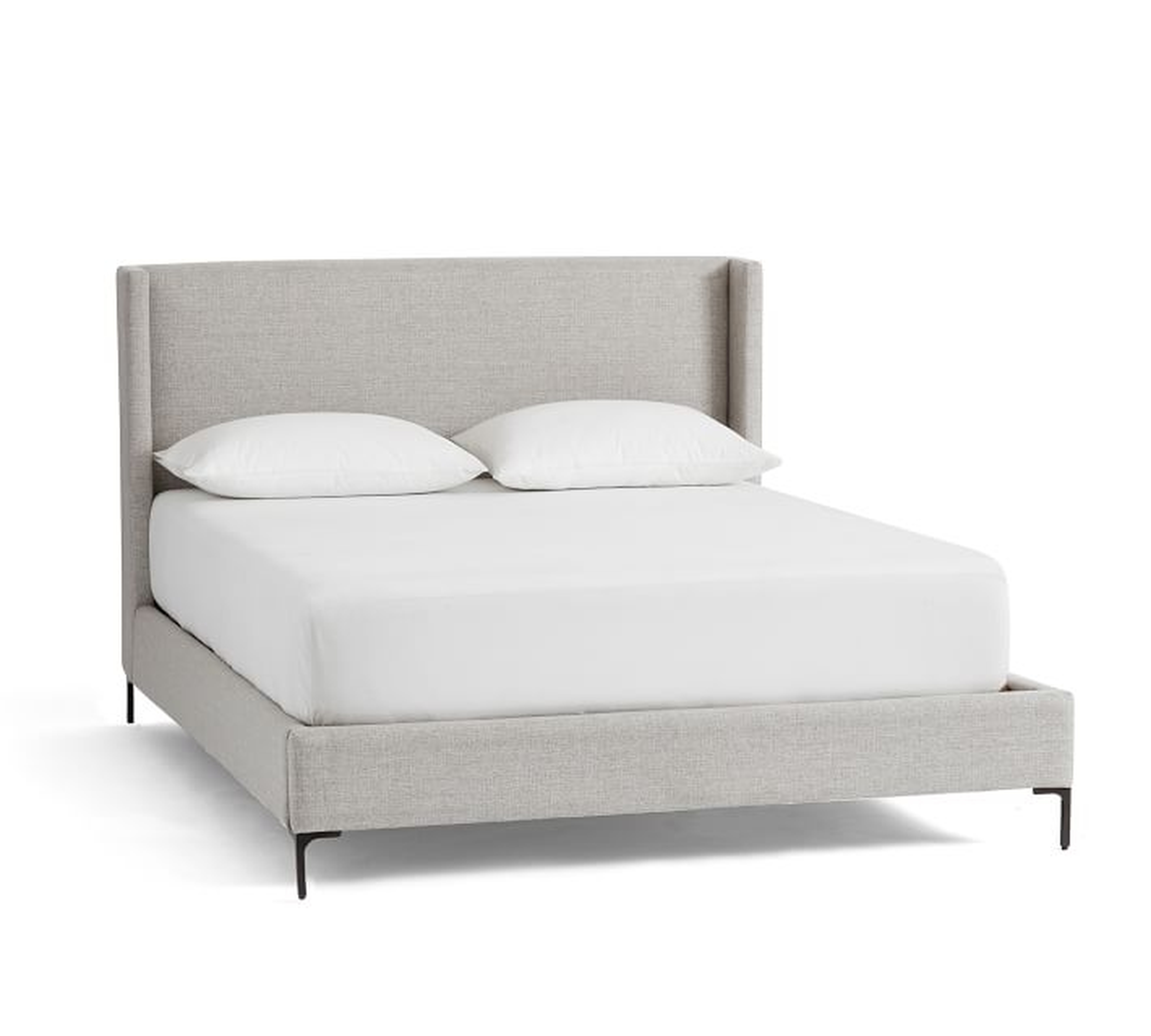 Jake Upholstered Platform Bed with Metal Legs - Pottery Barn