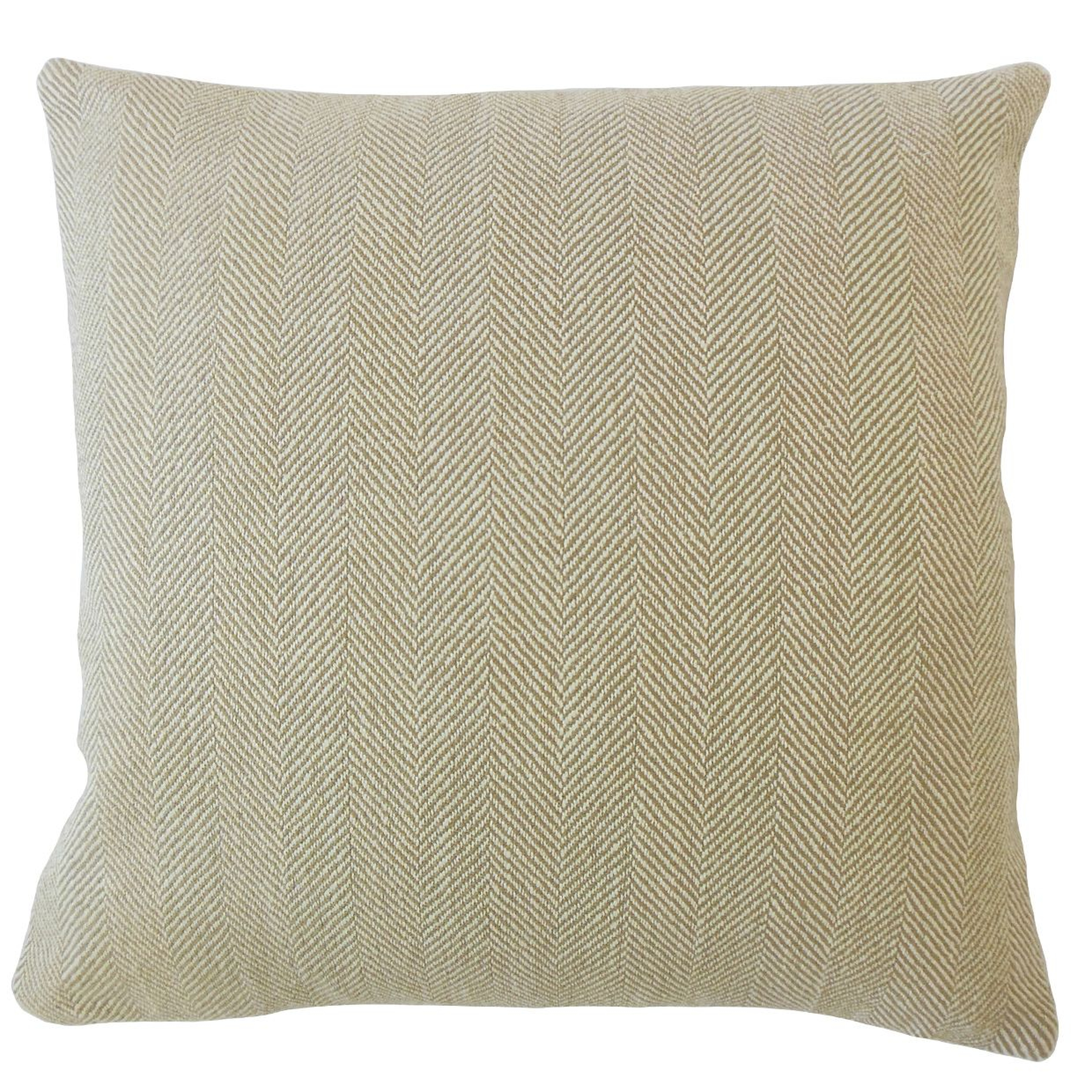 Linen Herringbone Pillow, Khaki, 20" x 20" - Havenly Essentials
