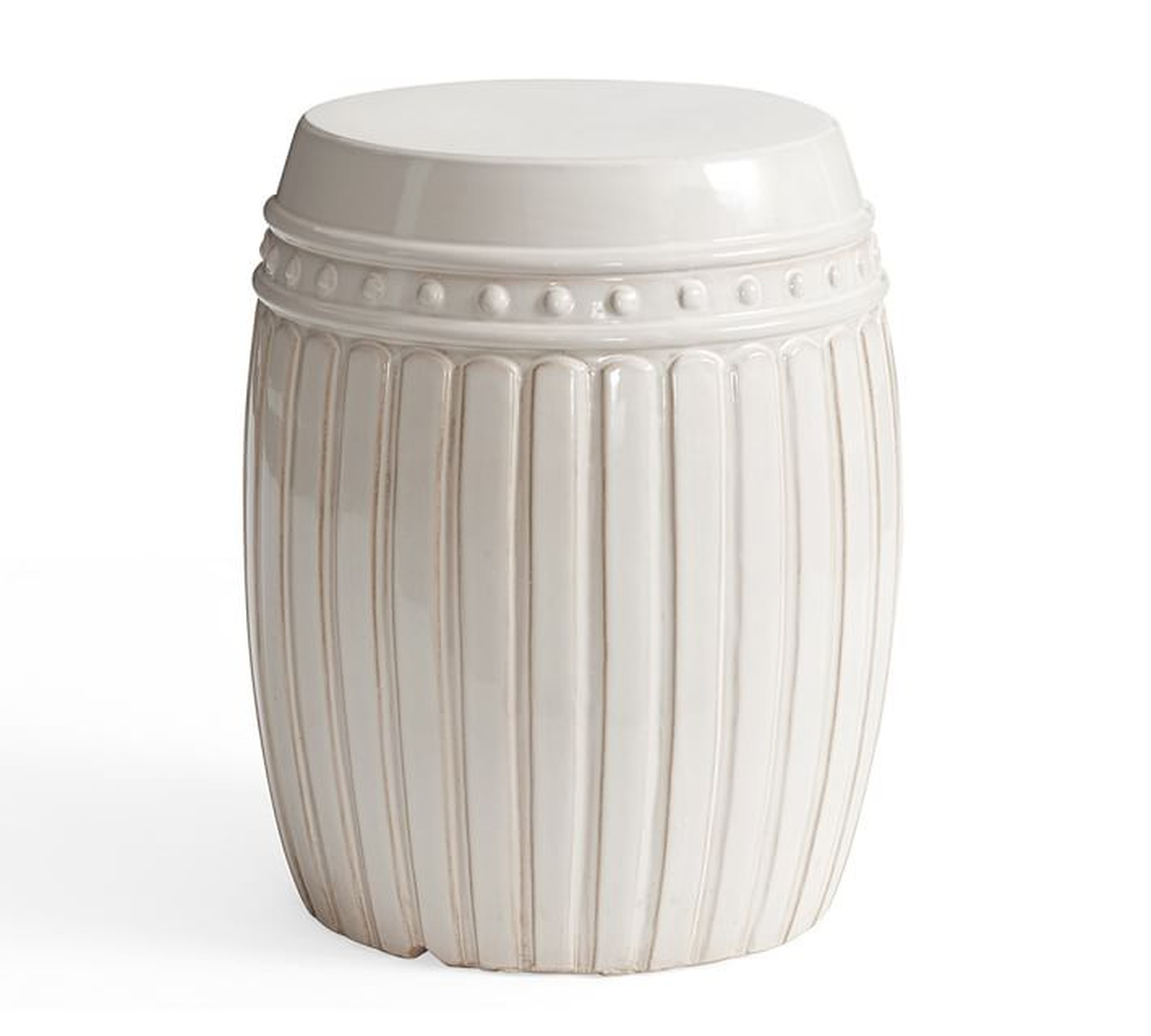 Reeded Ceramic Accent Table, White - Pottery Barn
