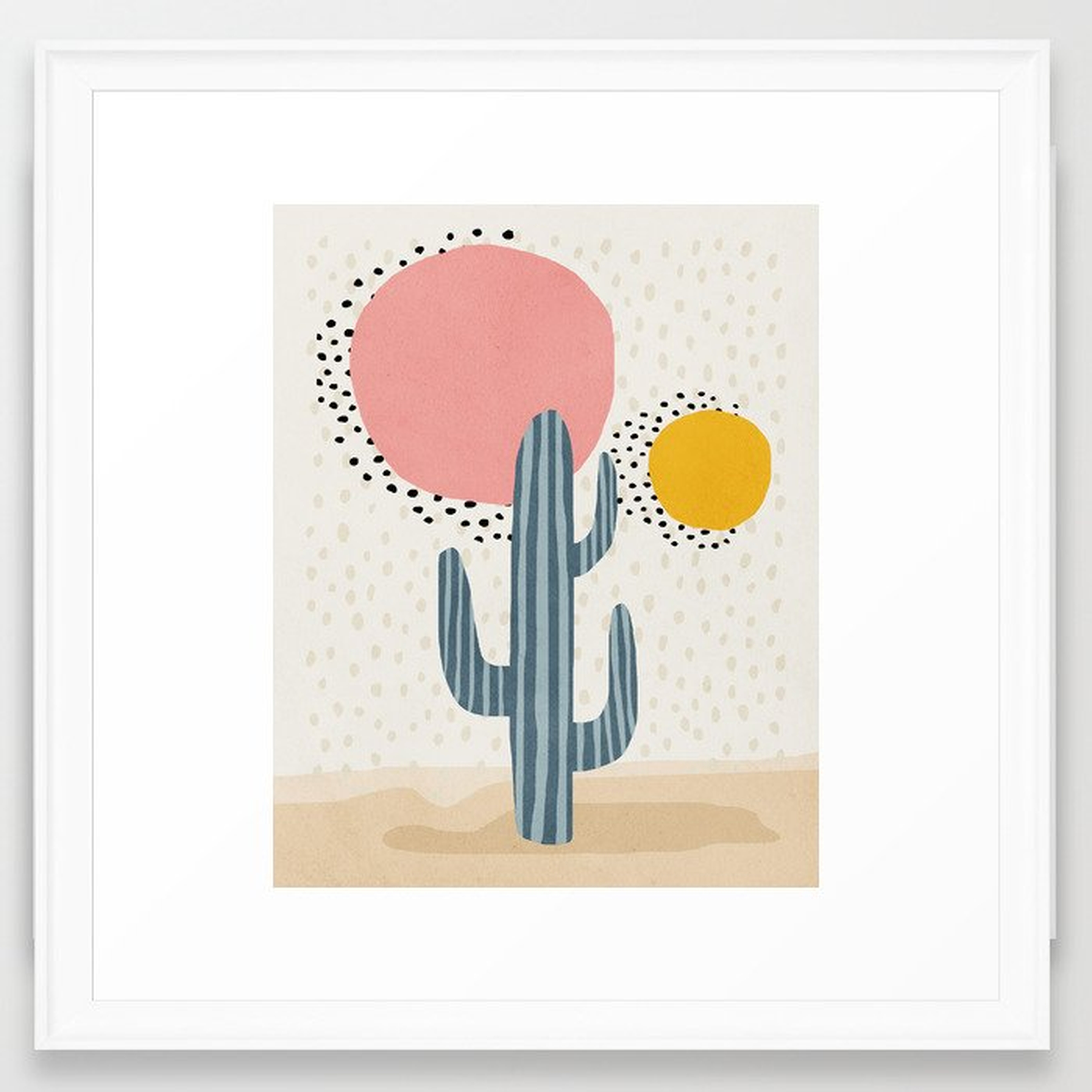 Cacti Desert, Mid century modern kids wall art, Nursery room Framed Art Print - Society6
