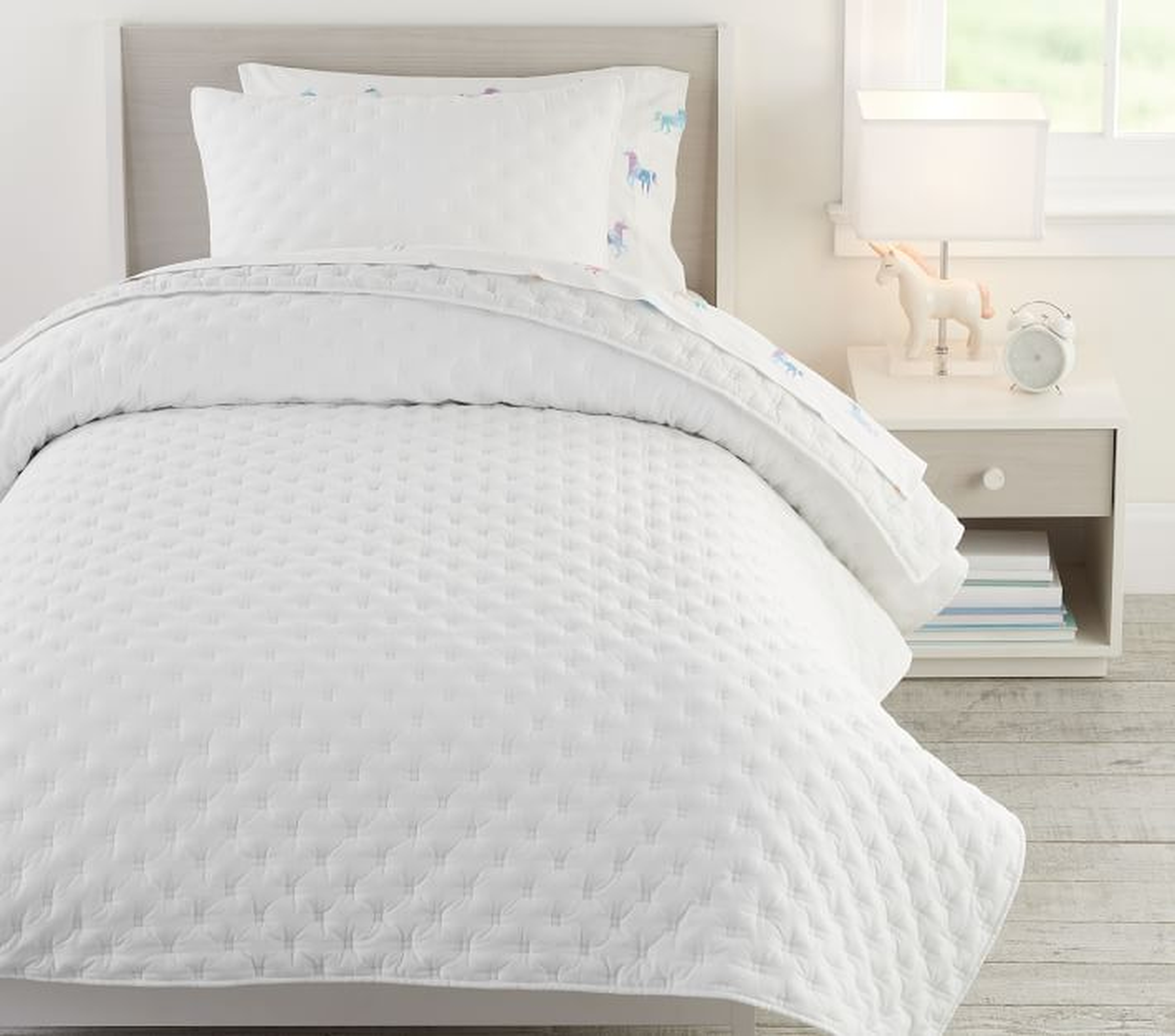 Square Stitch Quilt, Twin, White - Pottery Barn Teen