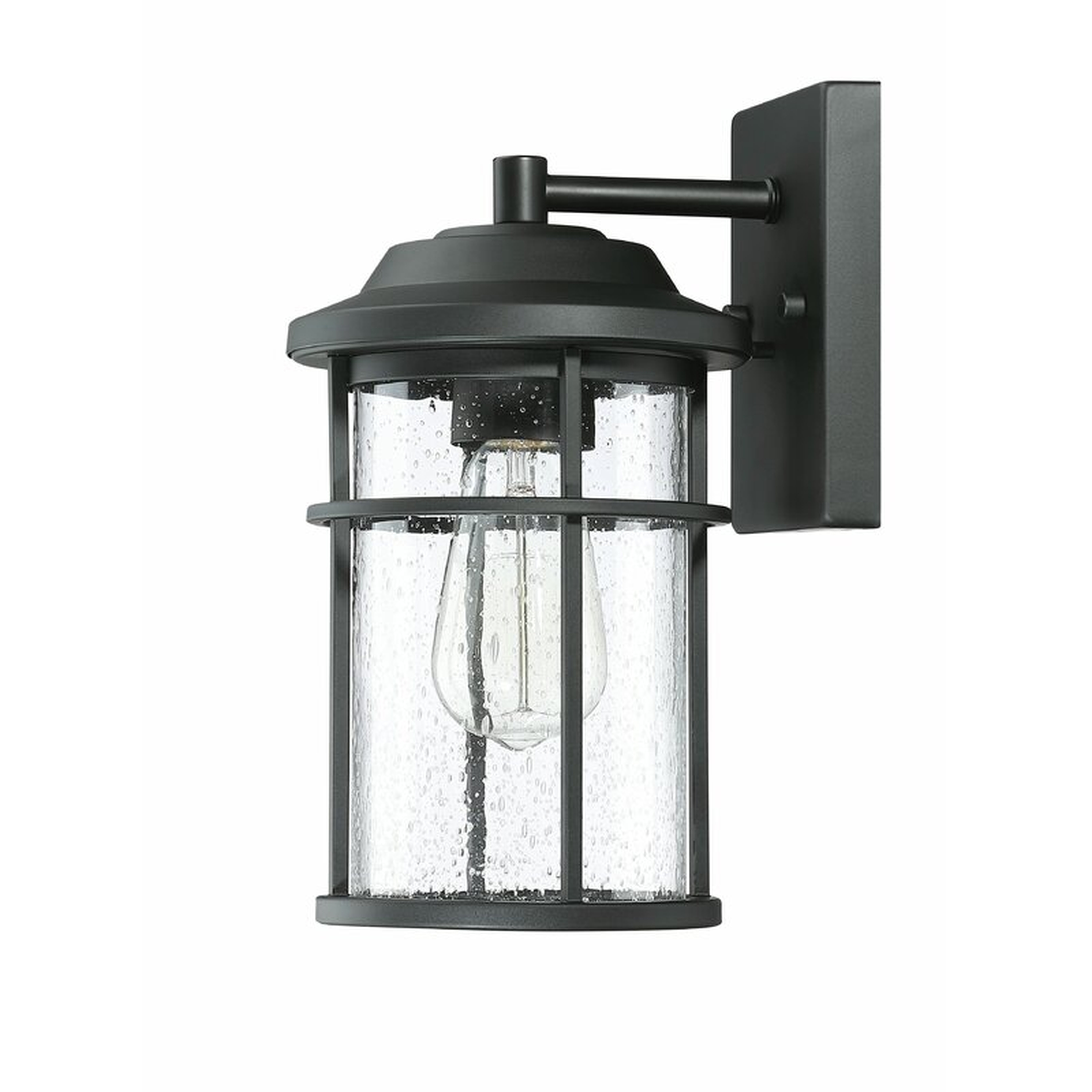 Ellenor Black/Clear 11.92'' H Seeded Glass Outdoor Wall Lantern - Wayfair