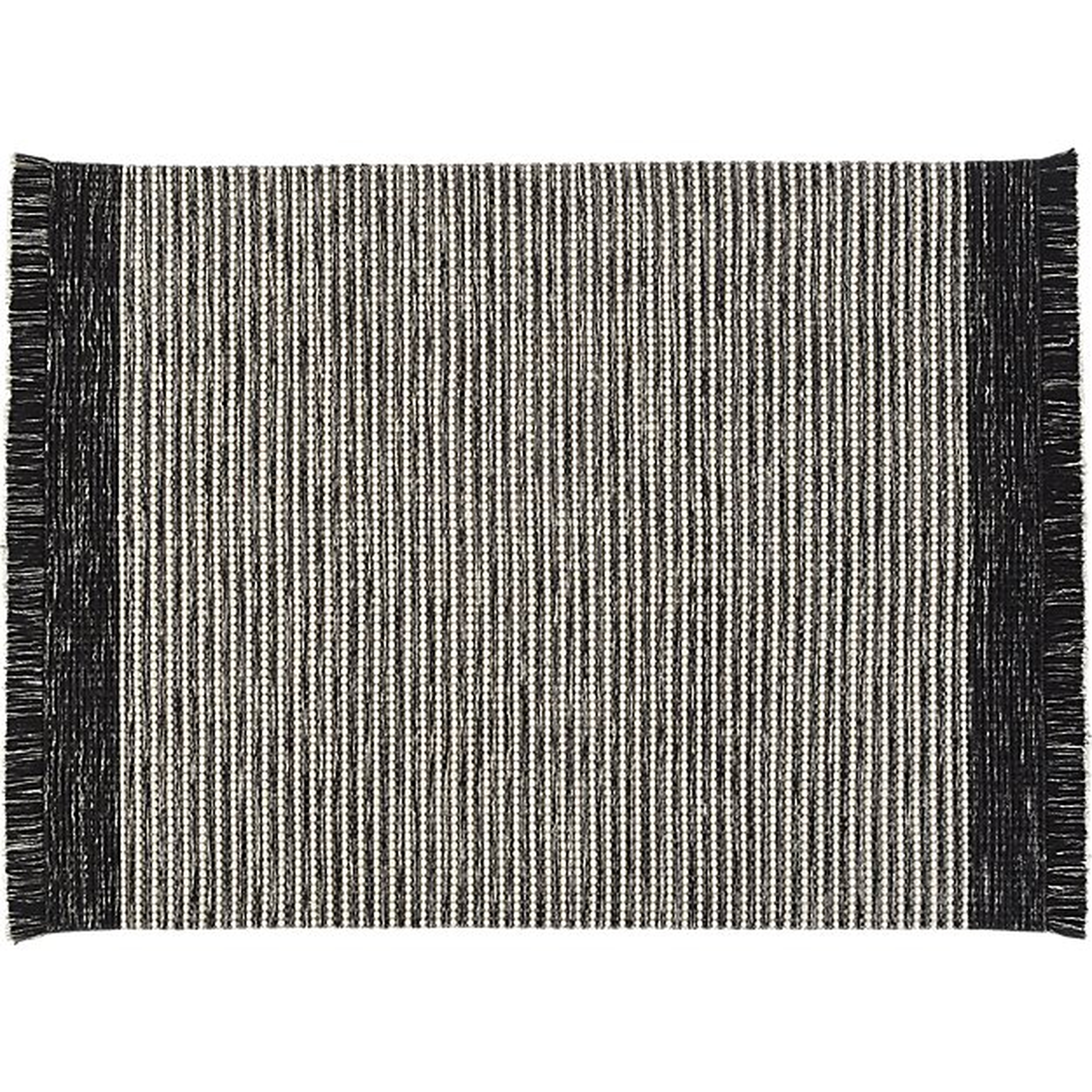 boucle black and white fringe rug 8'x10' - CB2