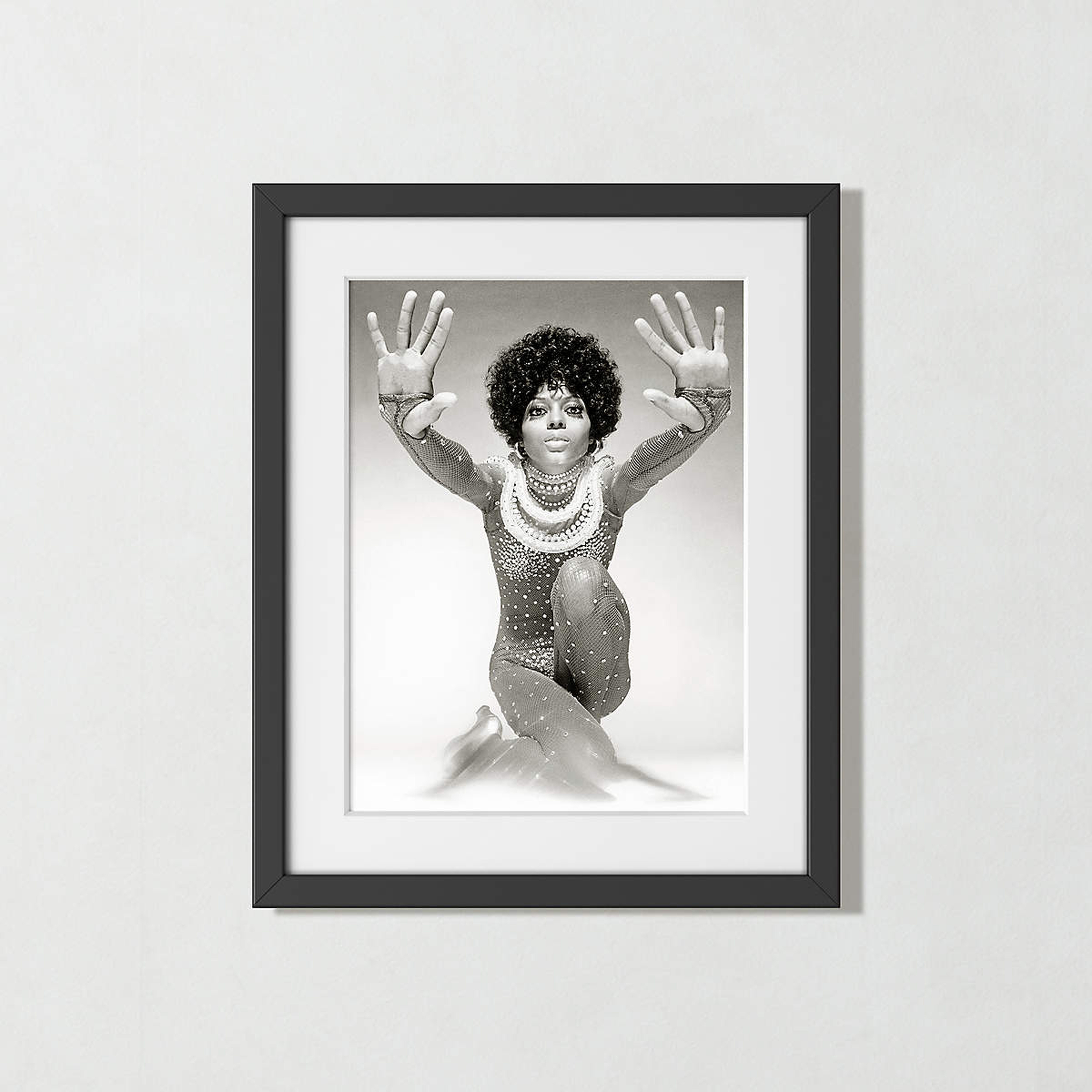 'Diana Ross Reaching Out' Photographic Print in Black Frame 21.5"x17.5" - CB2