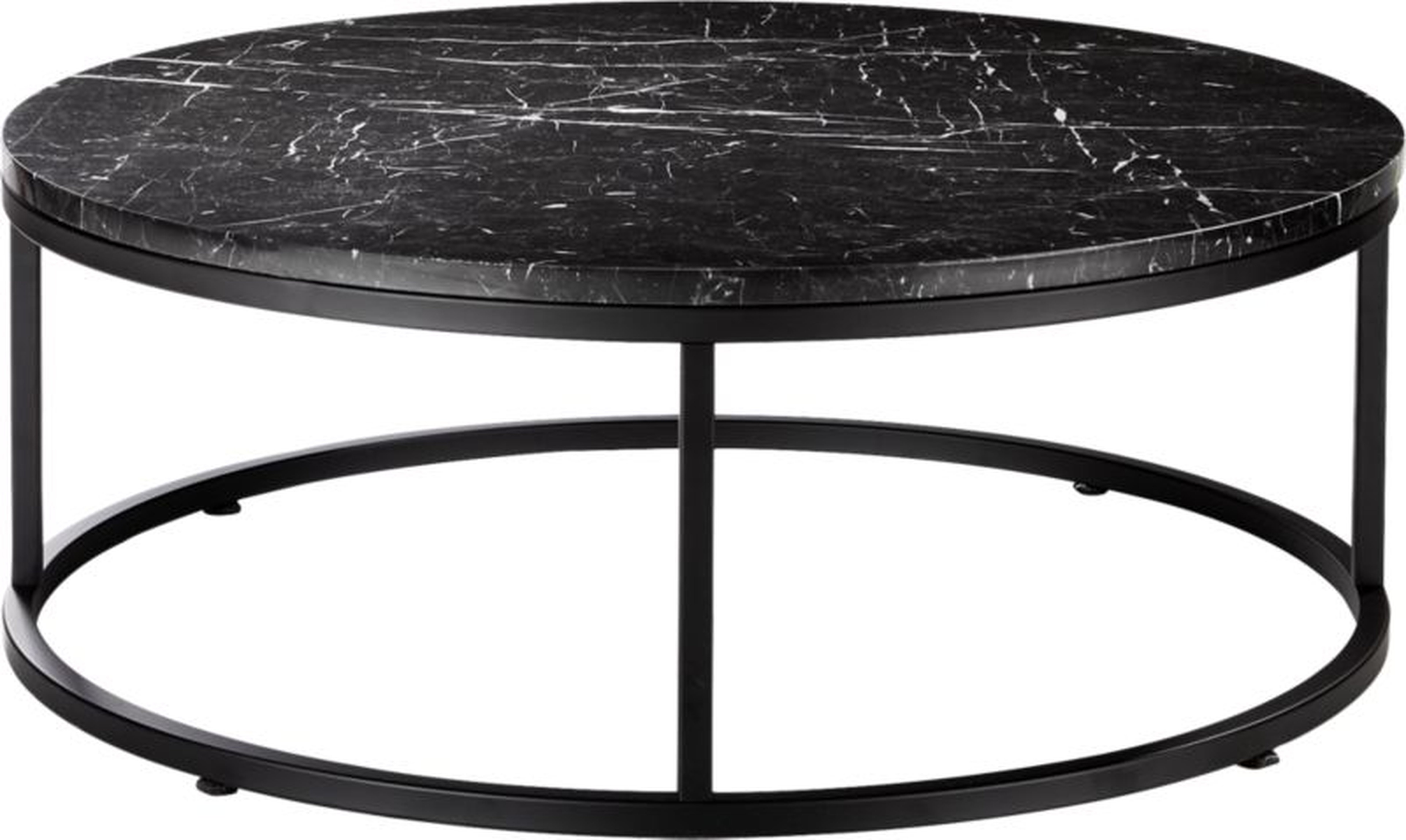 Smart Round Coffee Table, Black Marble - CB2