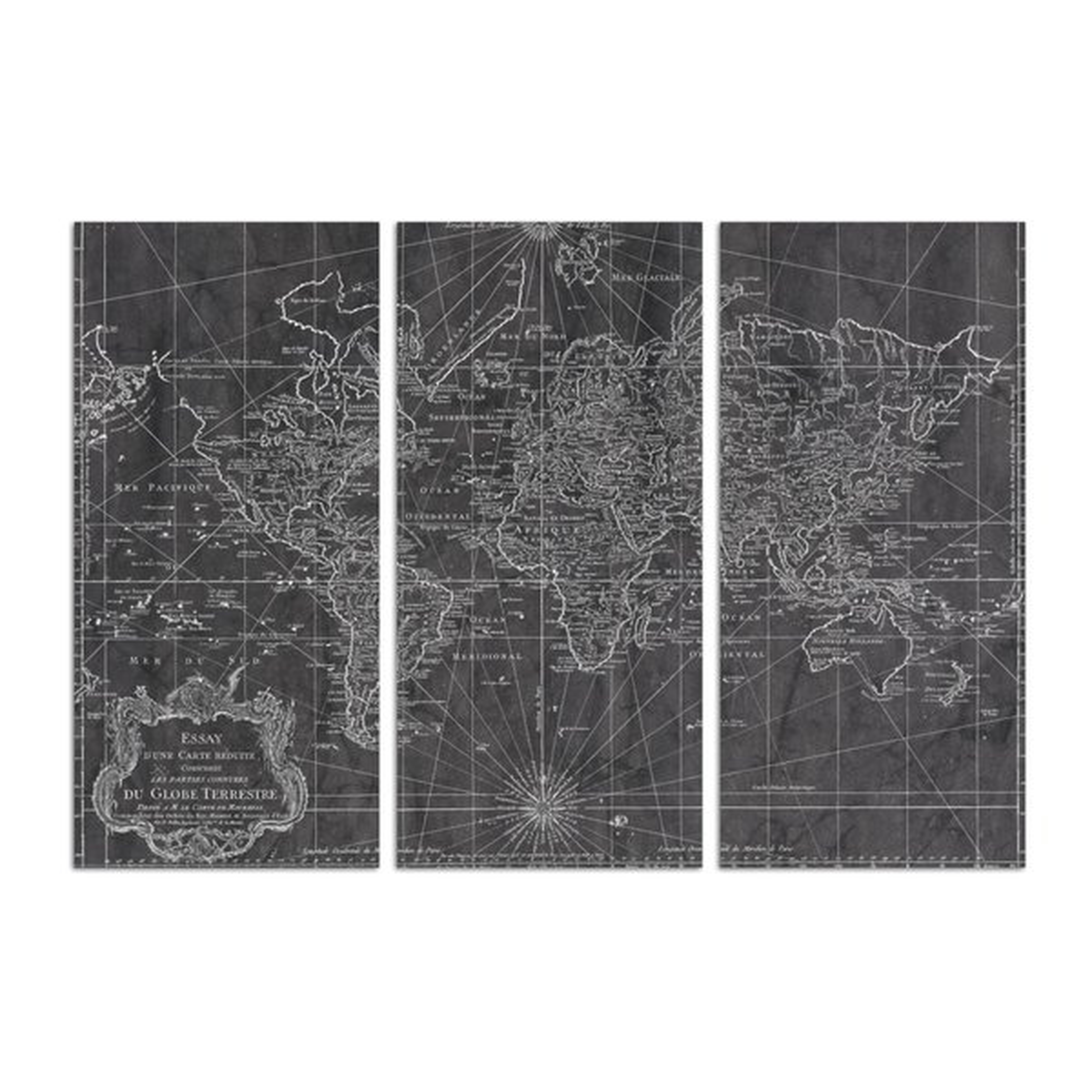OLIVER GAL 'WORLD MAP 1778 TRIPTYCH MAPS ART' WRAPPED CANVAS PRINT - Birch Lane