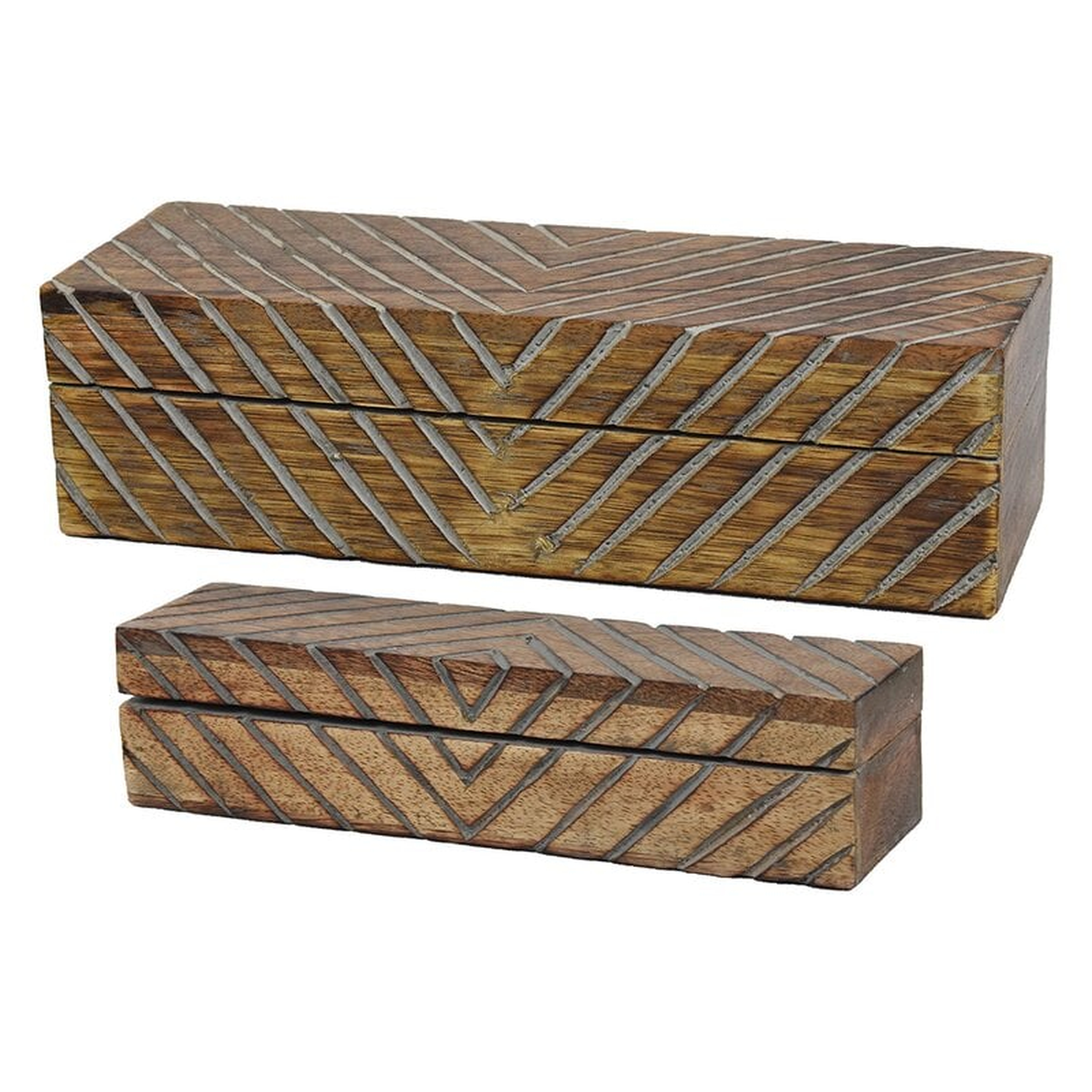Vicknair 2 Piece Mango Wood Box Set - Wayfair