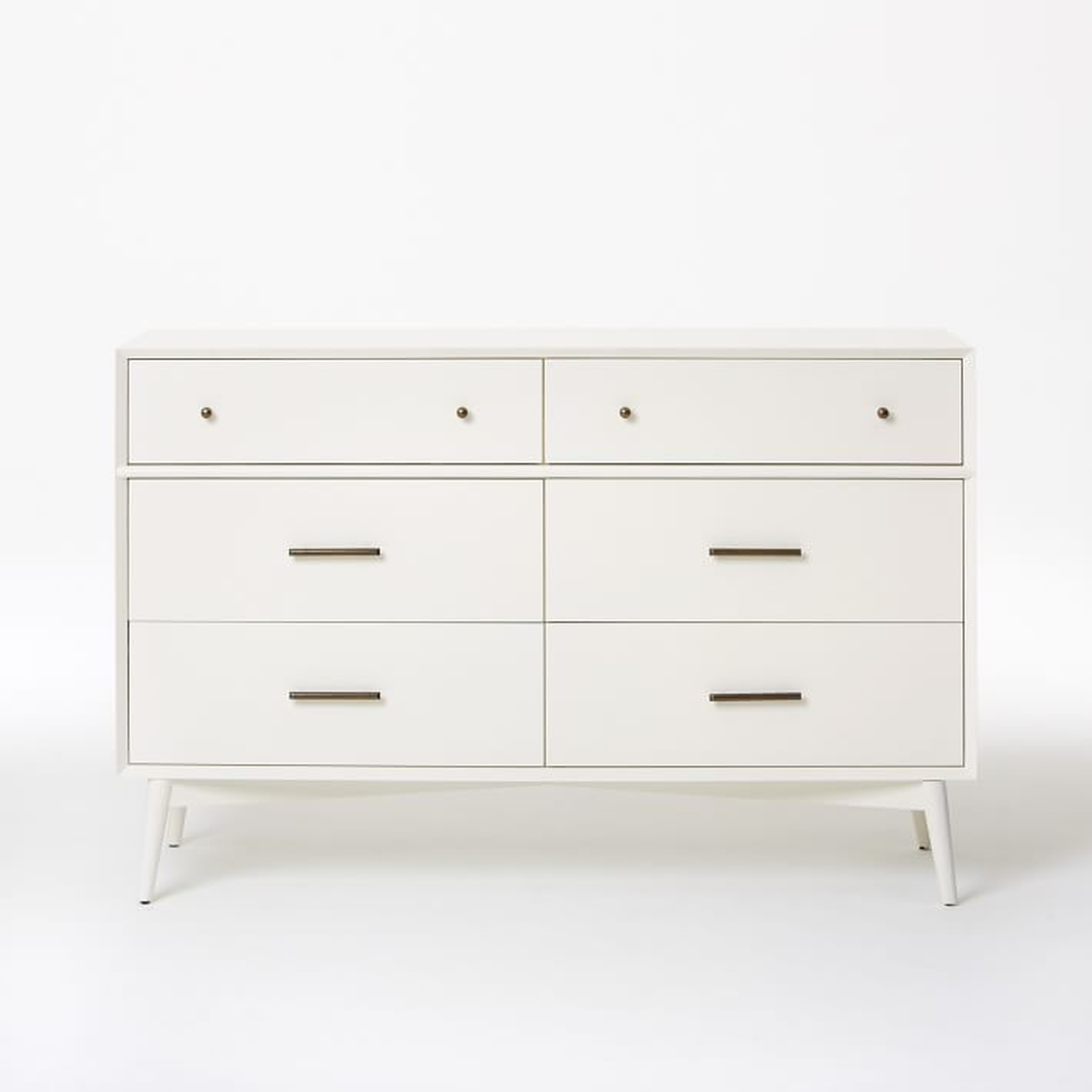 Mid-Century (56") 6-Drawer Dresser, White - West Elm