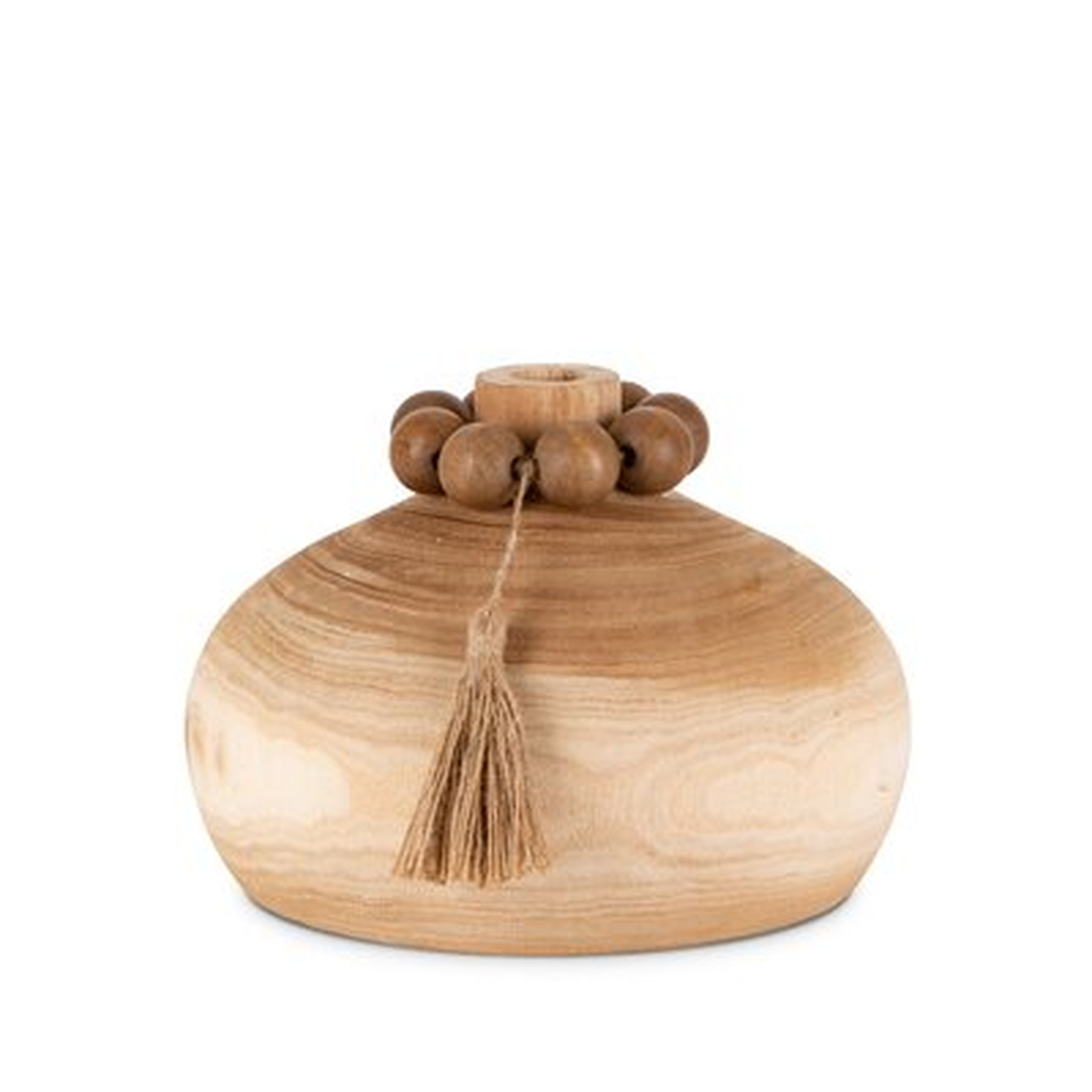 Paulownia Wood Vase with Beaded Collar - Wayfair
