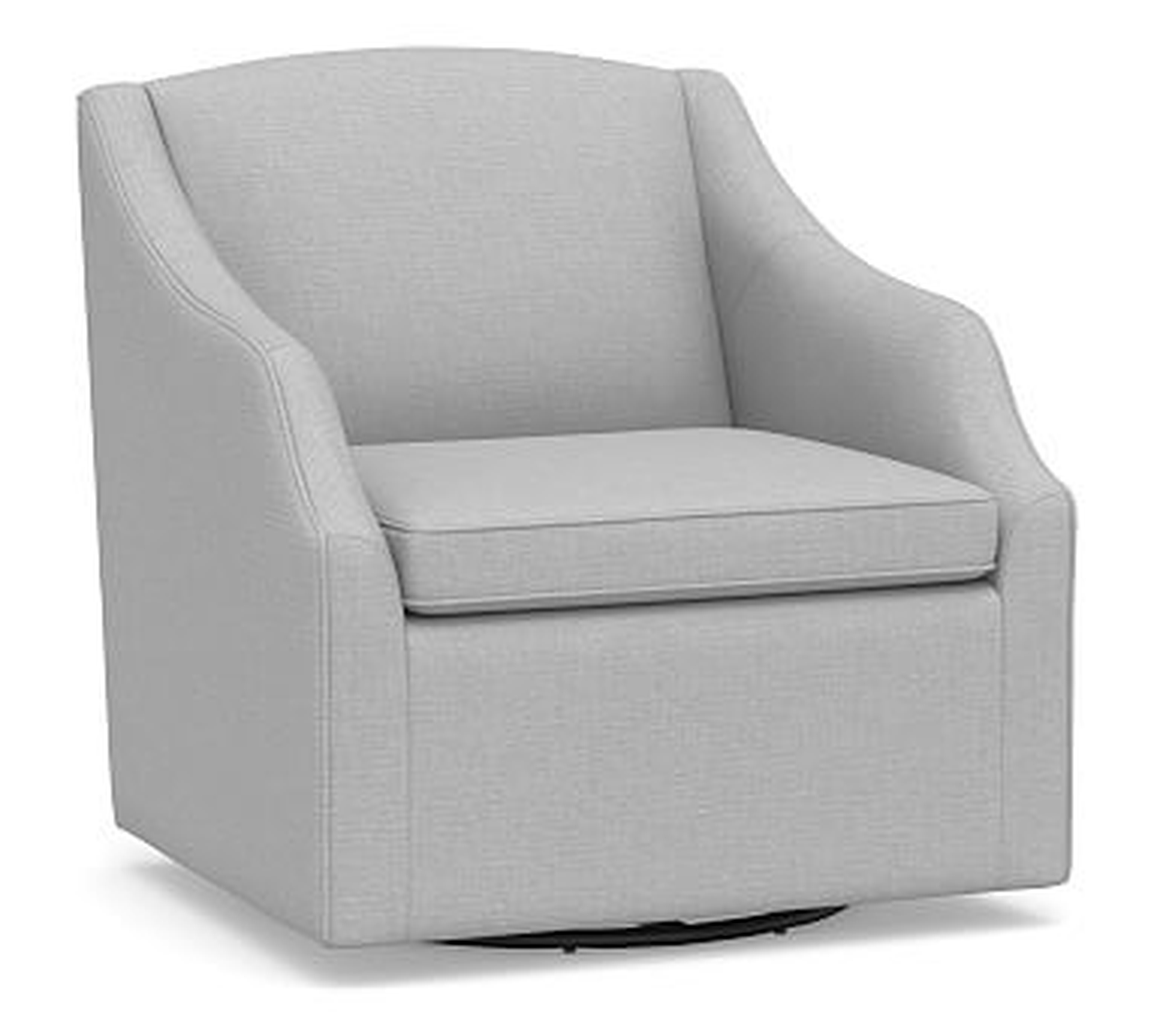 SoMa Emma Upholstered Swivel Armchair, Polyester Wrapped Cushions, Brushed Crossweave Light Gray - Pottery Barn