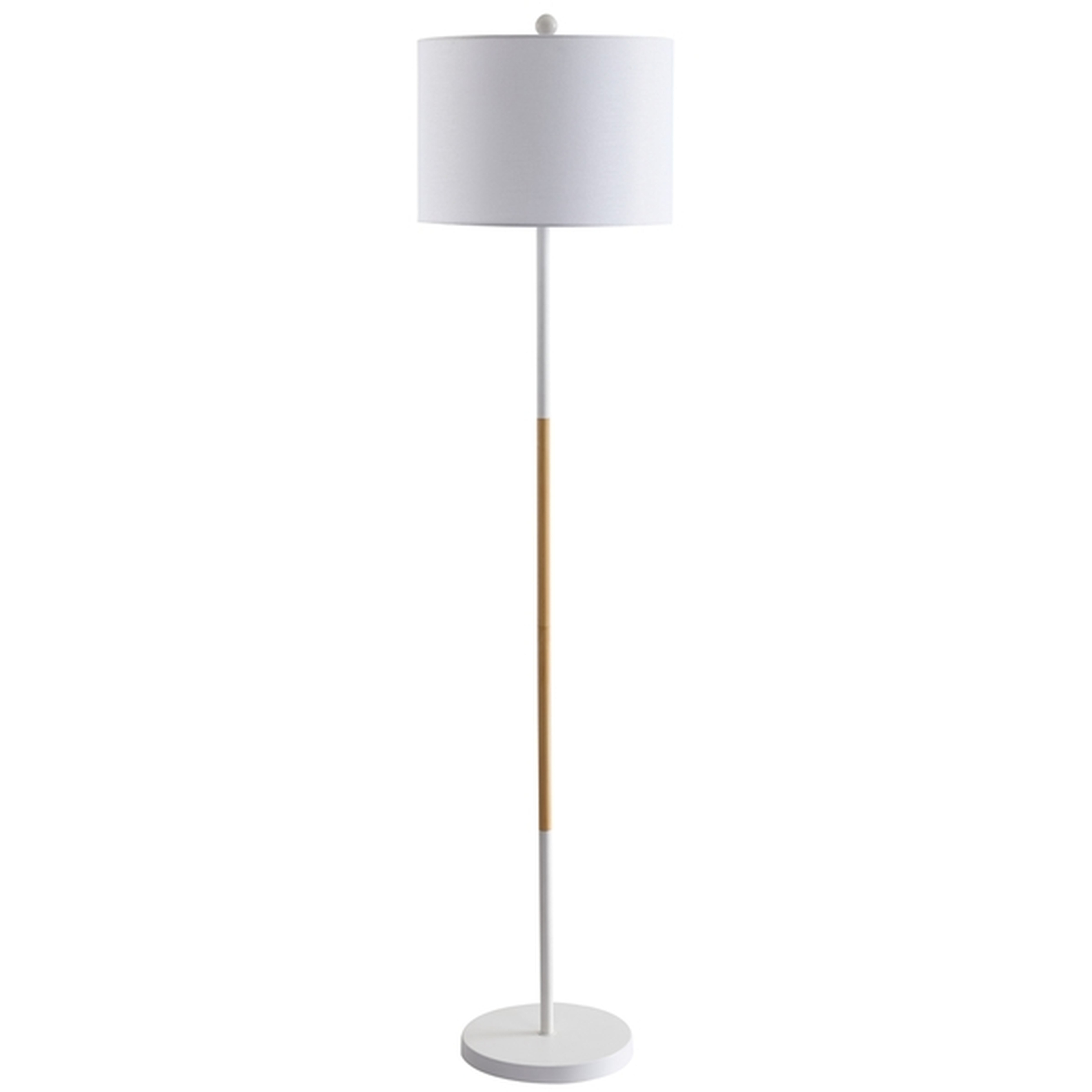 Meya Floor Lamp, White & Wood - Haldin