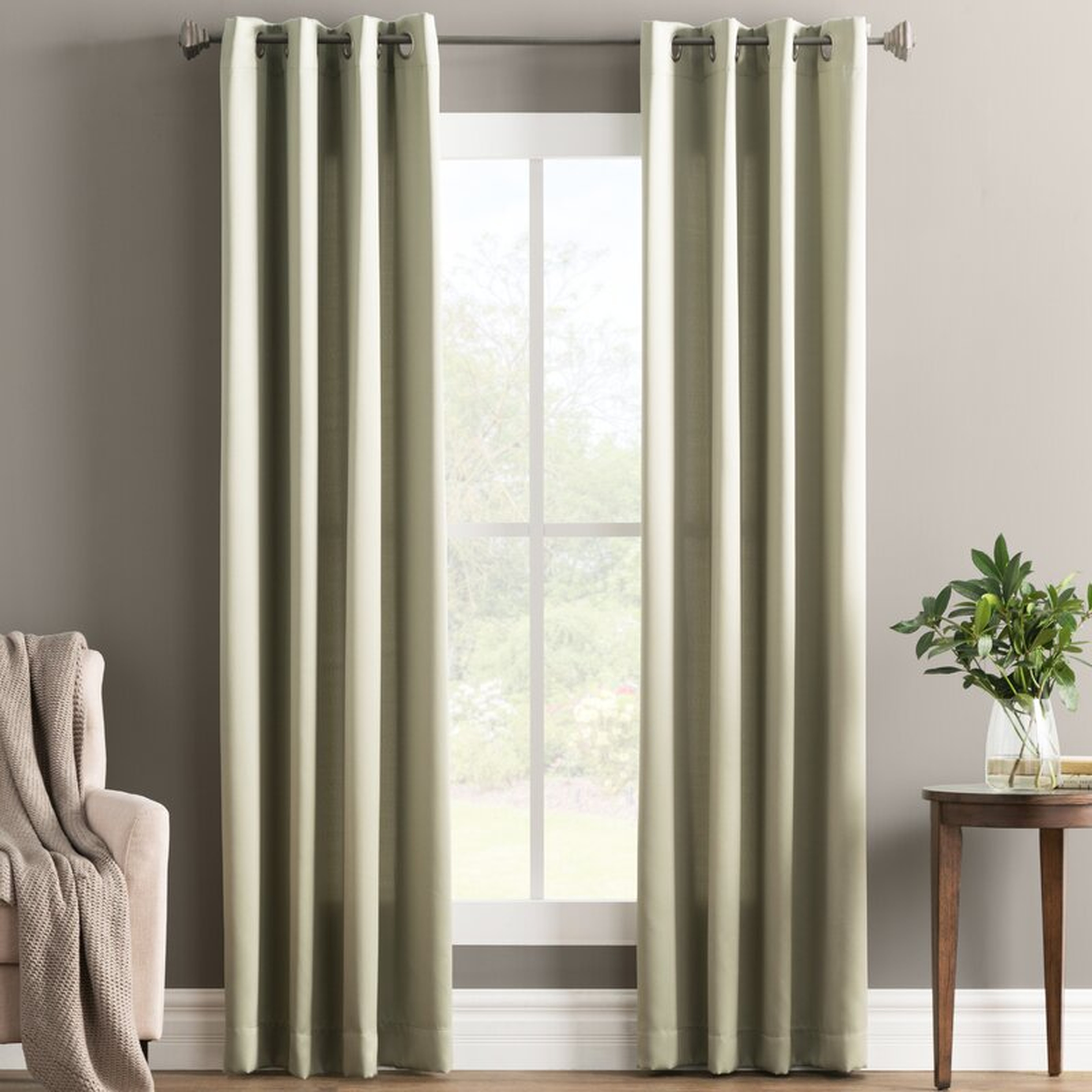 Solid Room Darkening Thermal Grommet Single Curtain Panel - Sage Green - Wayfair