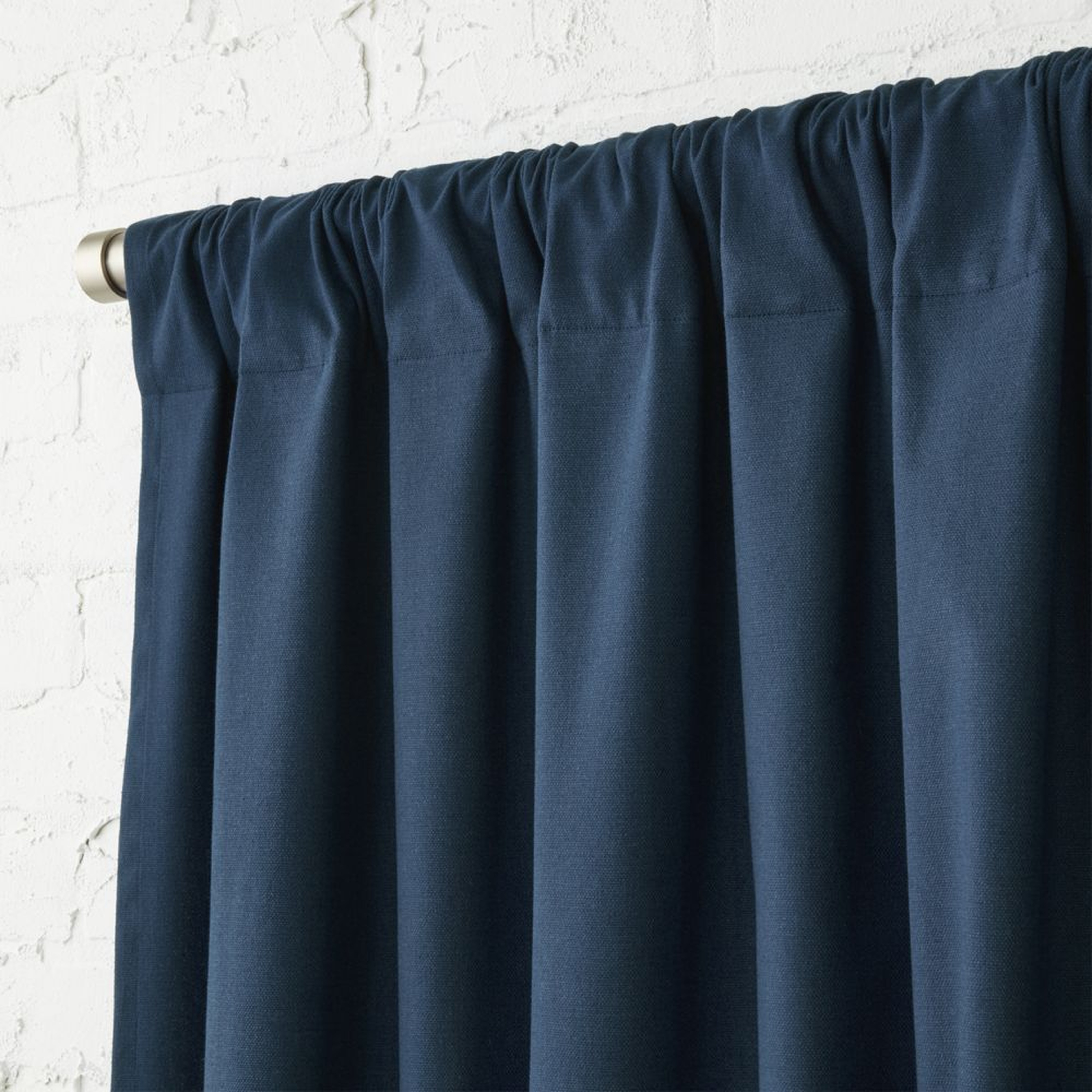 "Navy Blue Basketweave II Curtain Panel 48""x108""" - CB2