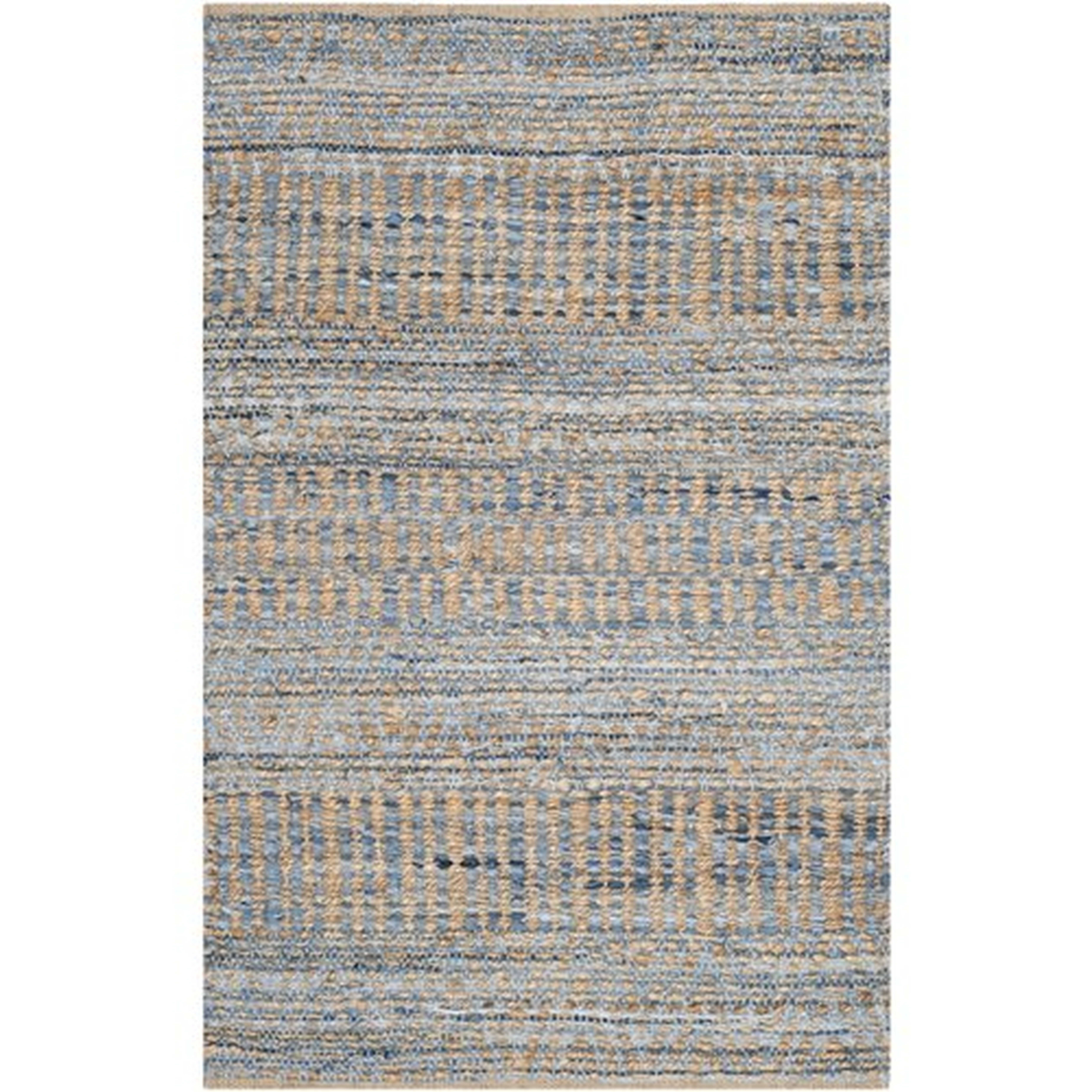 Bernd Striped Handmade Flatweave Jute/Sisal Natural/Blue/Orange Area Rug - AllModern