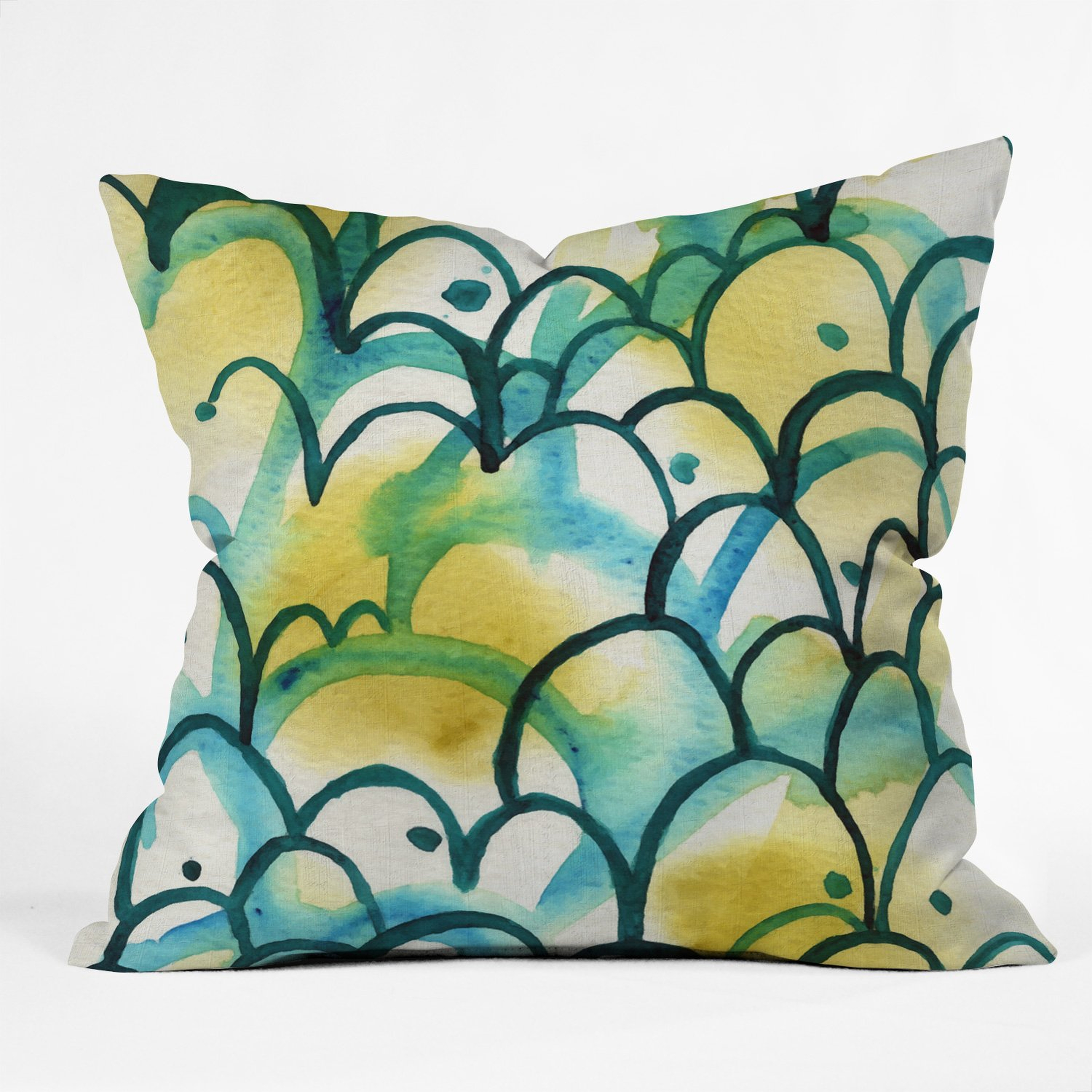 GREEN AND BLUE  BY ELENA BLANCO throw pillow - Wander Print Co.