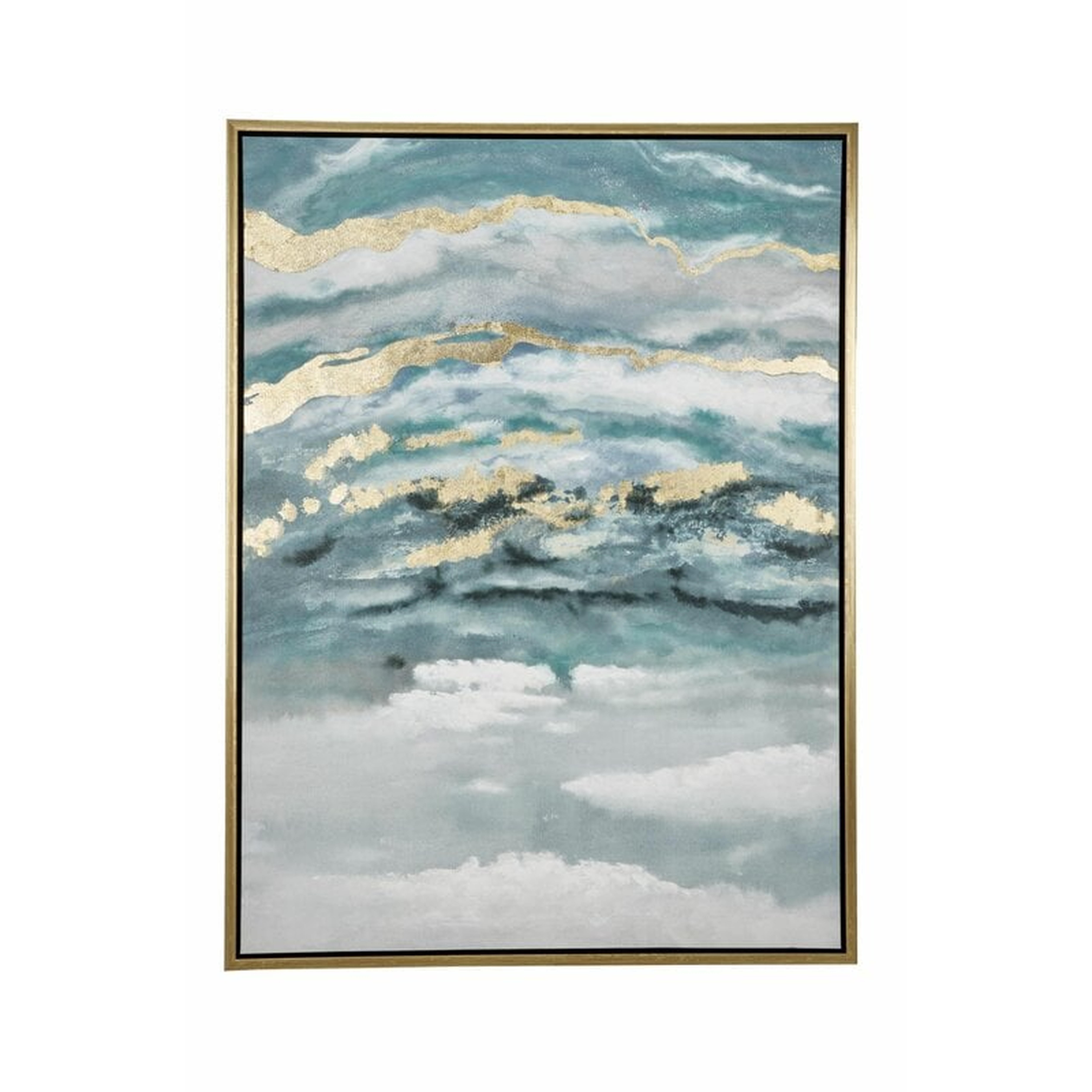 Turquoise & Gold Abstract Framed Painting - Wayfair