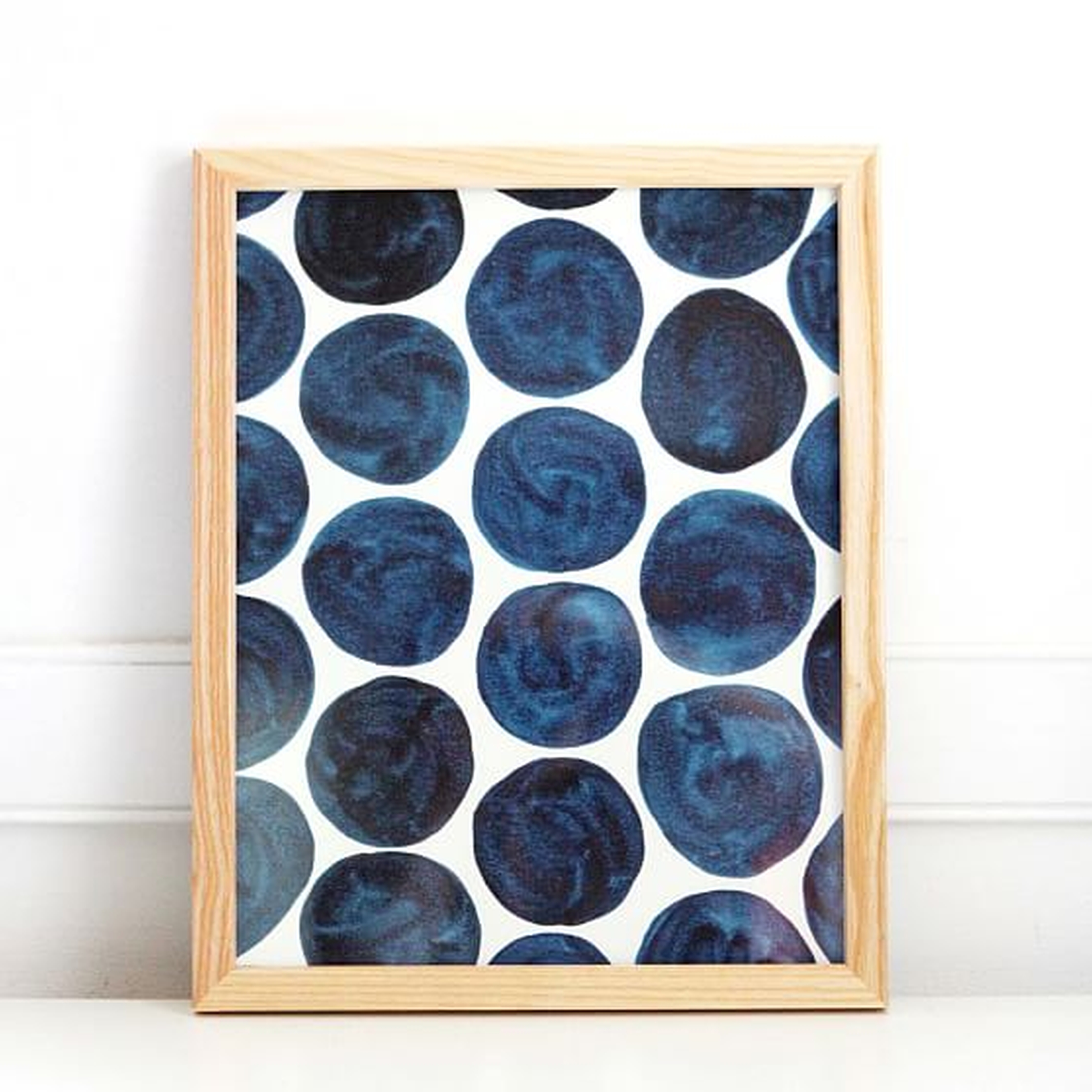 Pauline Stanley Studio Wall Art, Blue Dots, Wood Frame, Blue &amp; White - West Elm